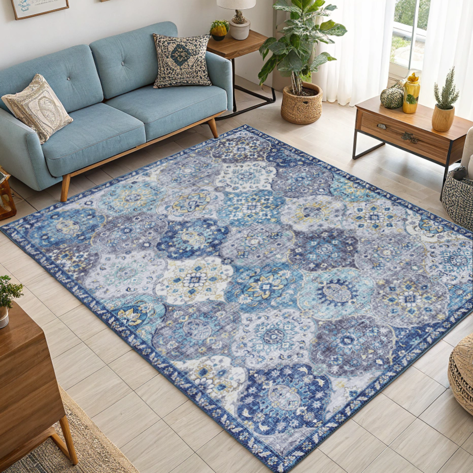 Tapis ANDALOUSIA Bleu Denim - Elle Décoration – STUDIO DECO