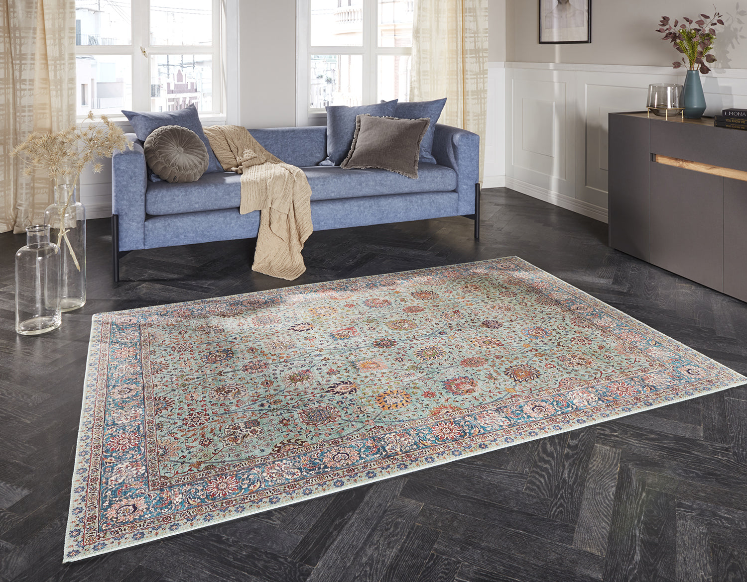 Tapis Kilim à motifs Vintage Jade Clair - ELLE Decoration – STUDIO DECO