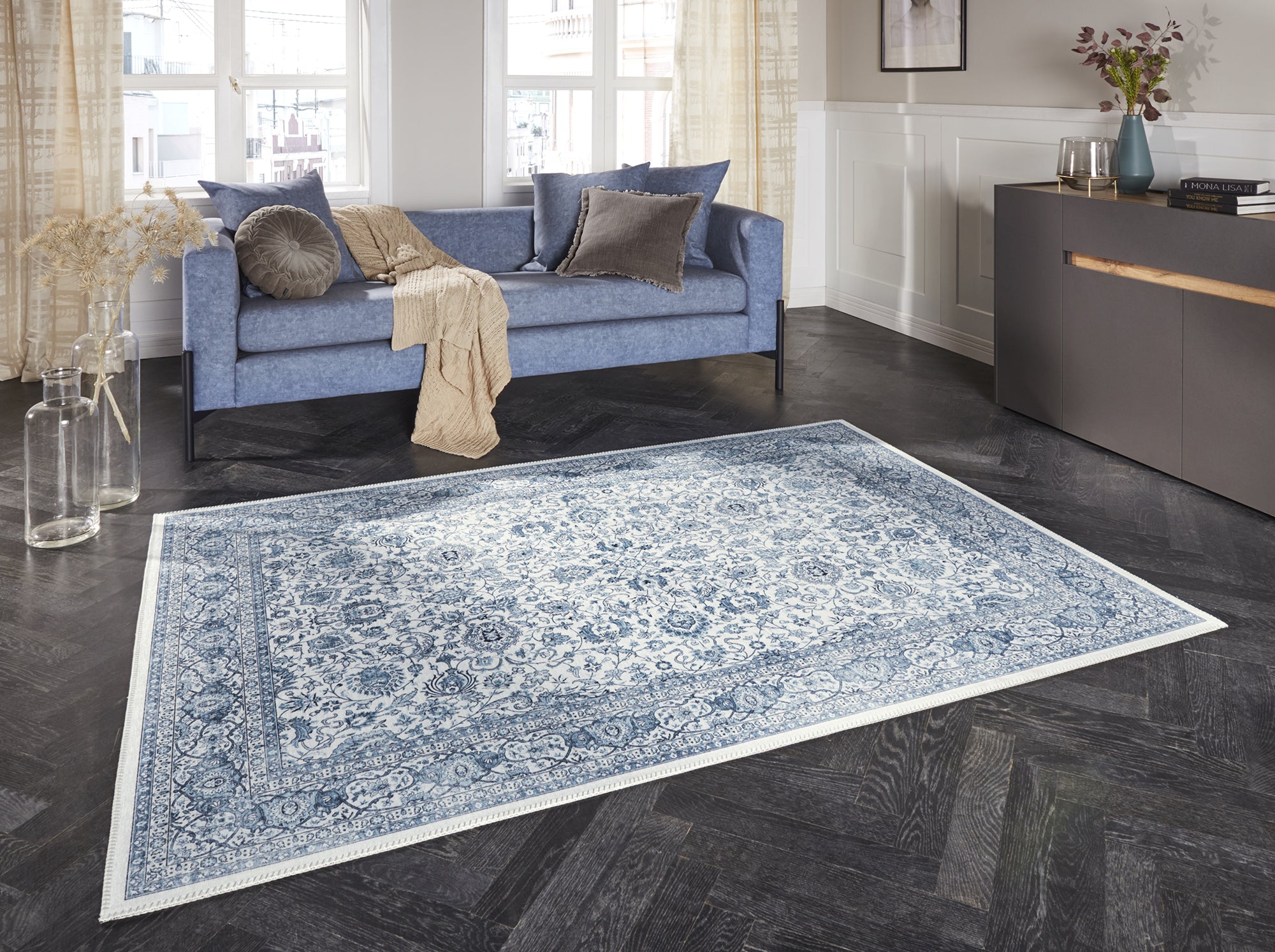 Tapis Kilim à motifs Vintage Bleu - ELLE Decoration – STUDIO DECO