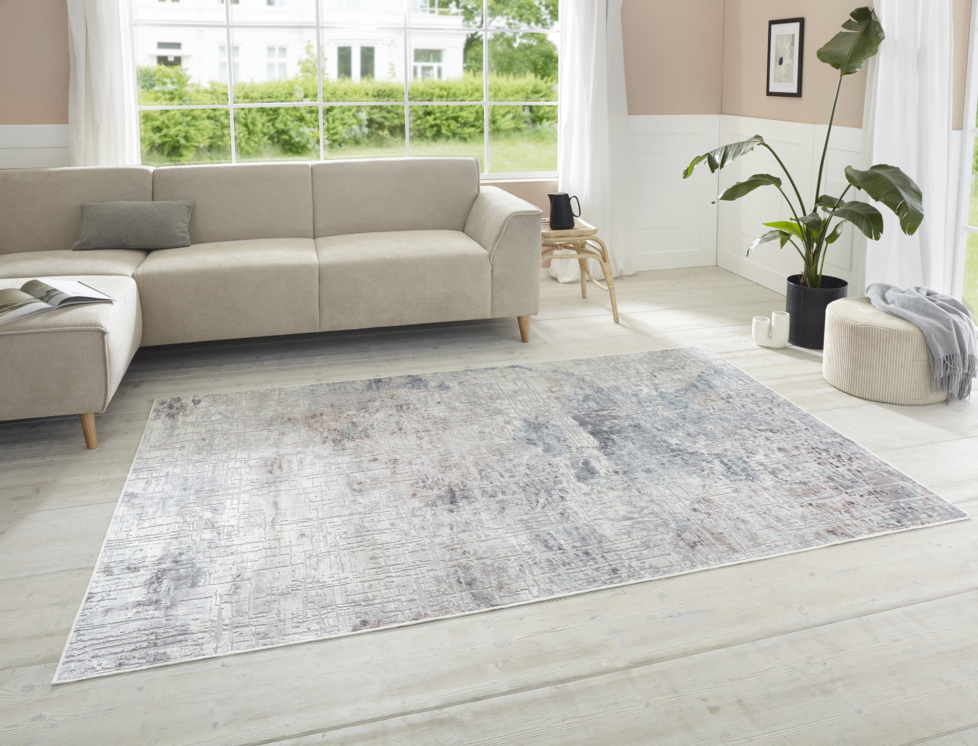 Tapis Viscose Abstrait Rose Bleu – STUDIO DECO