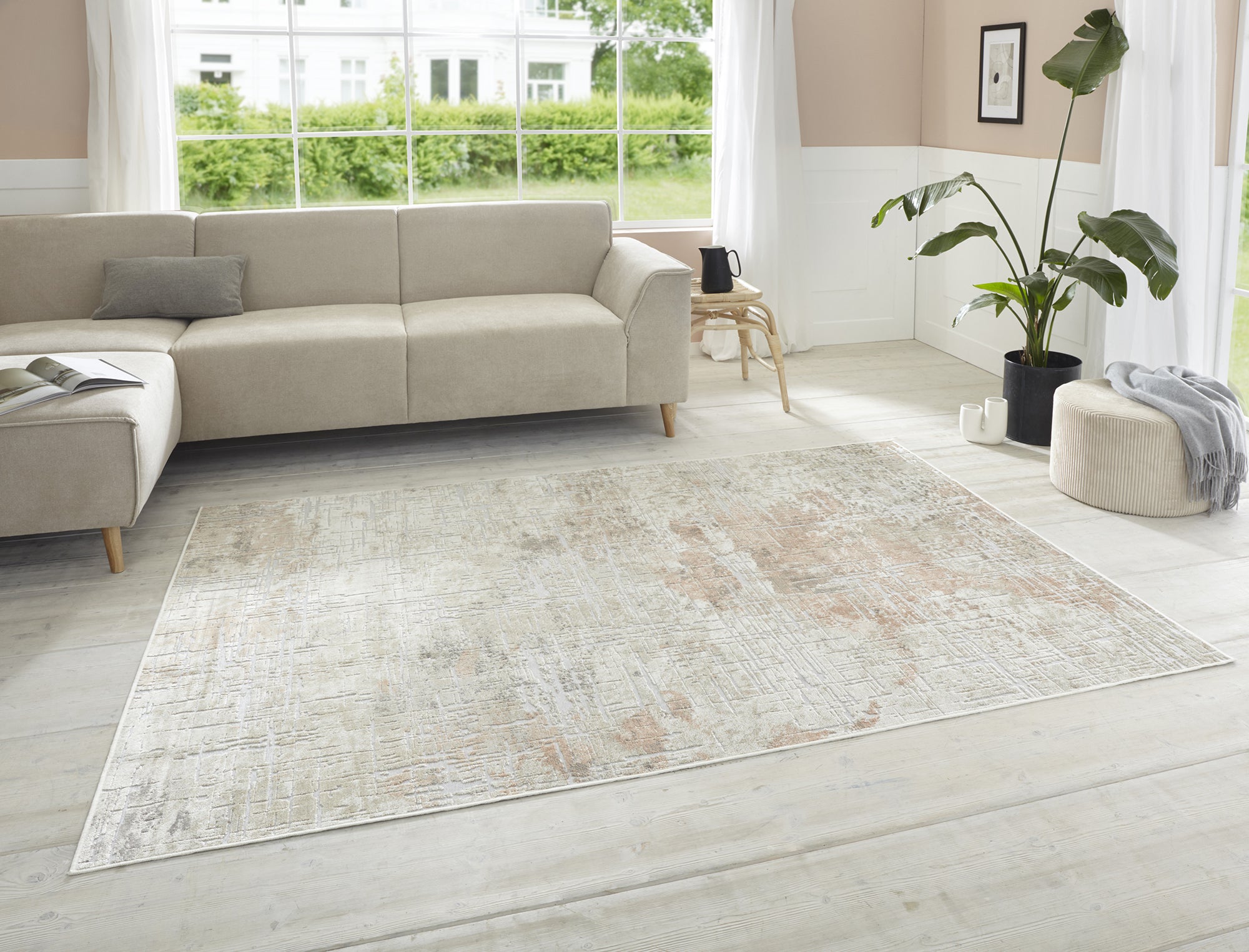 Tapis Viscose Abstrait Rose Pêche – STUDIO DECO