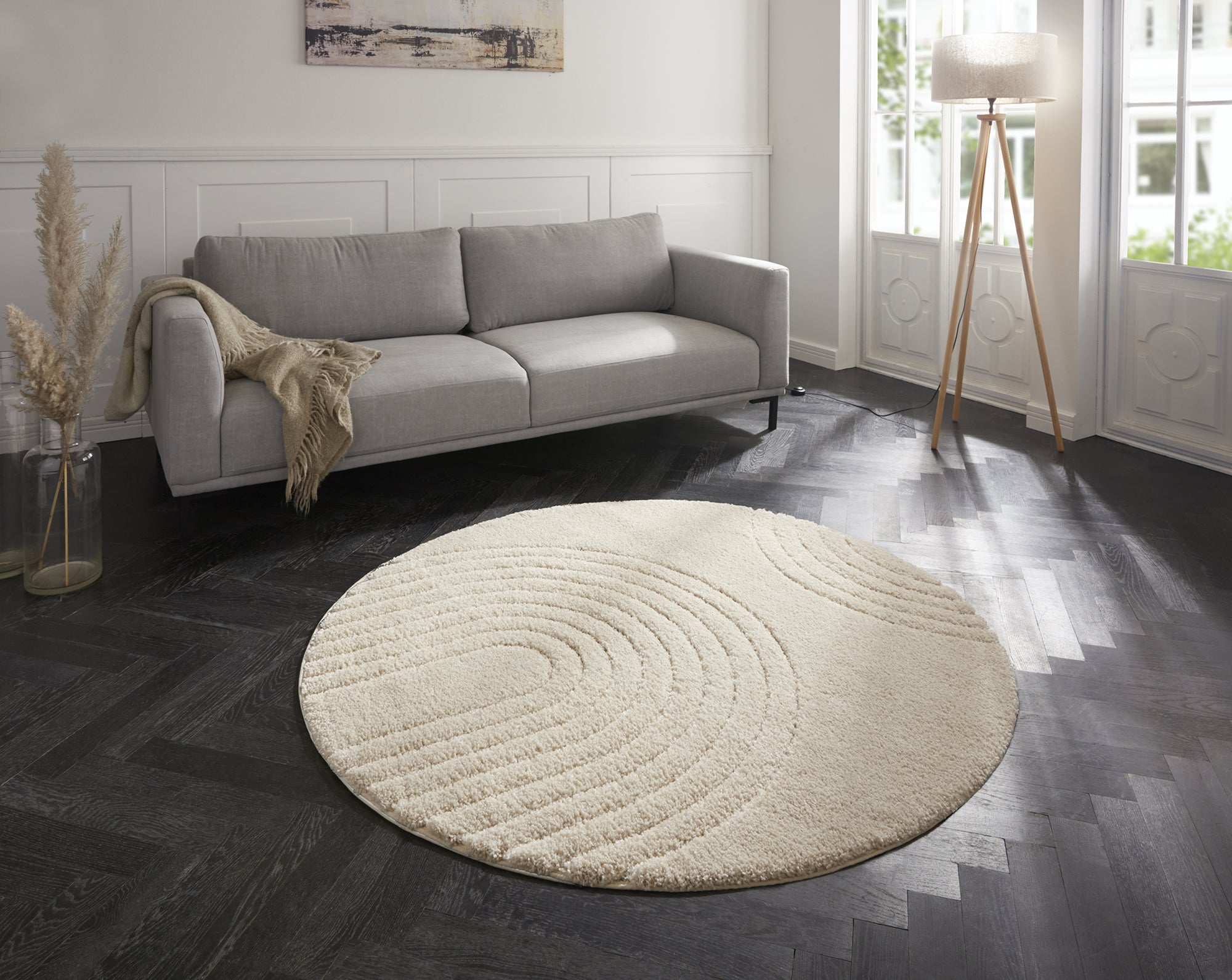 Tapis Rond à poils longs motifs Arcs – STUDIO DECO
