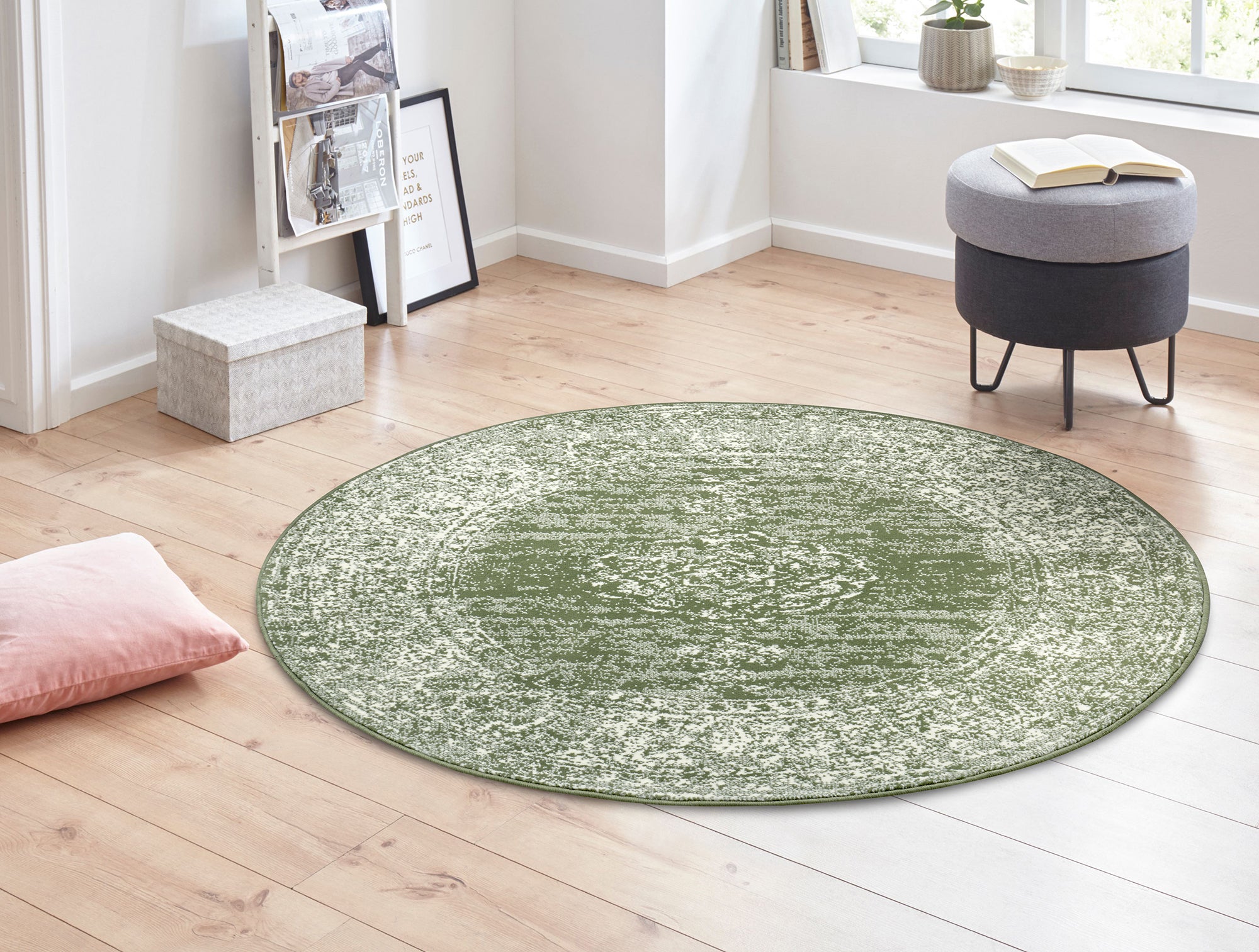 Tapis rond vintage médaillon Vert – STUDIO DECO