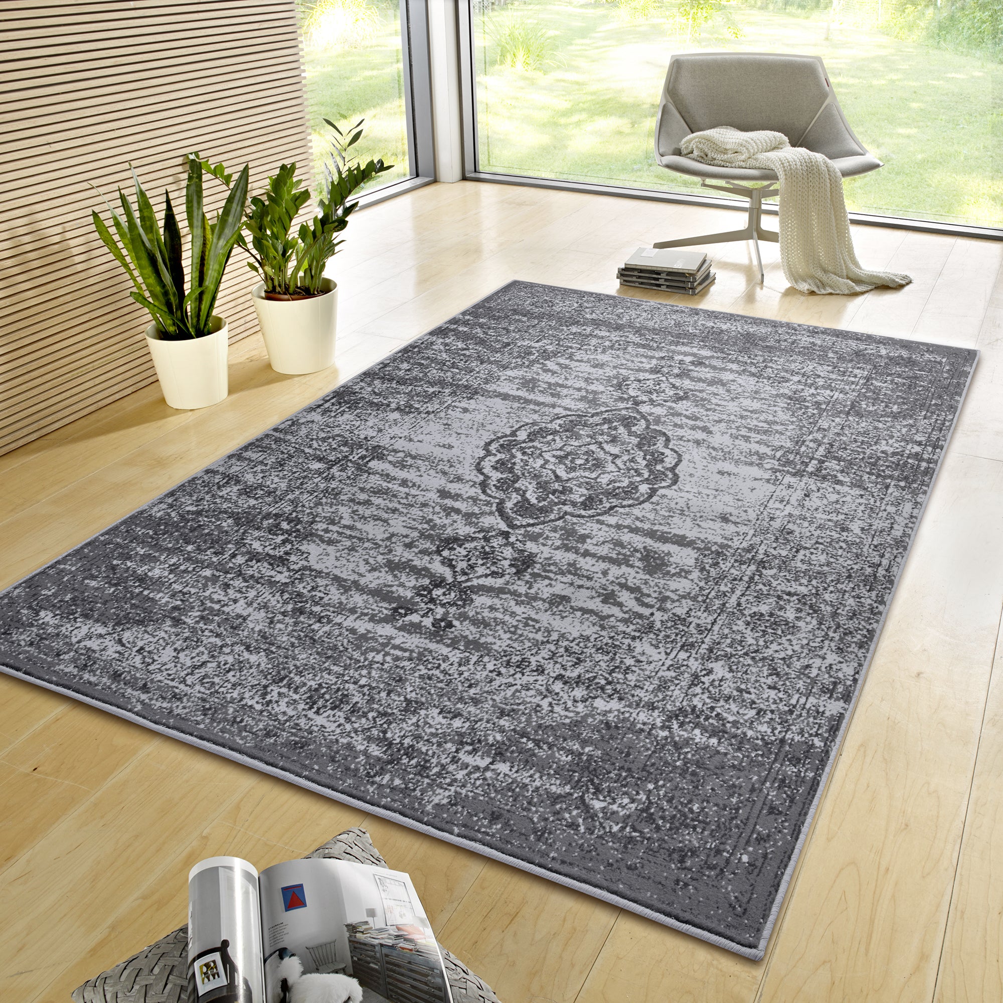 Tapis vintage médaillon Gris – STUDIO DECO