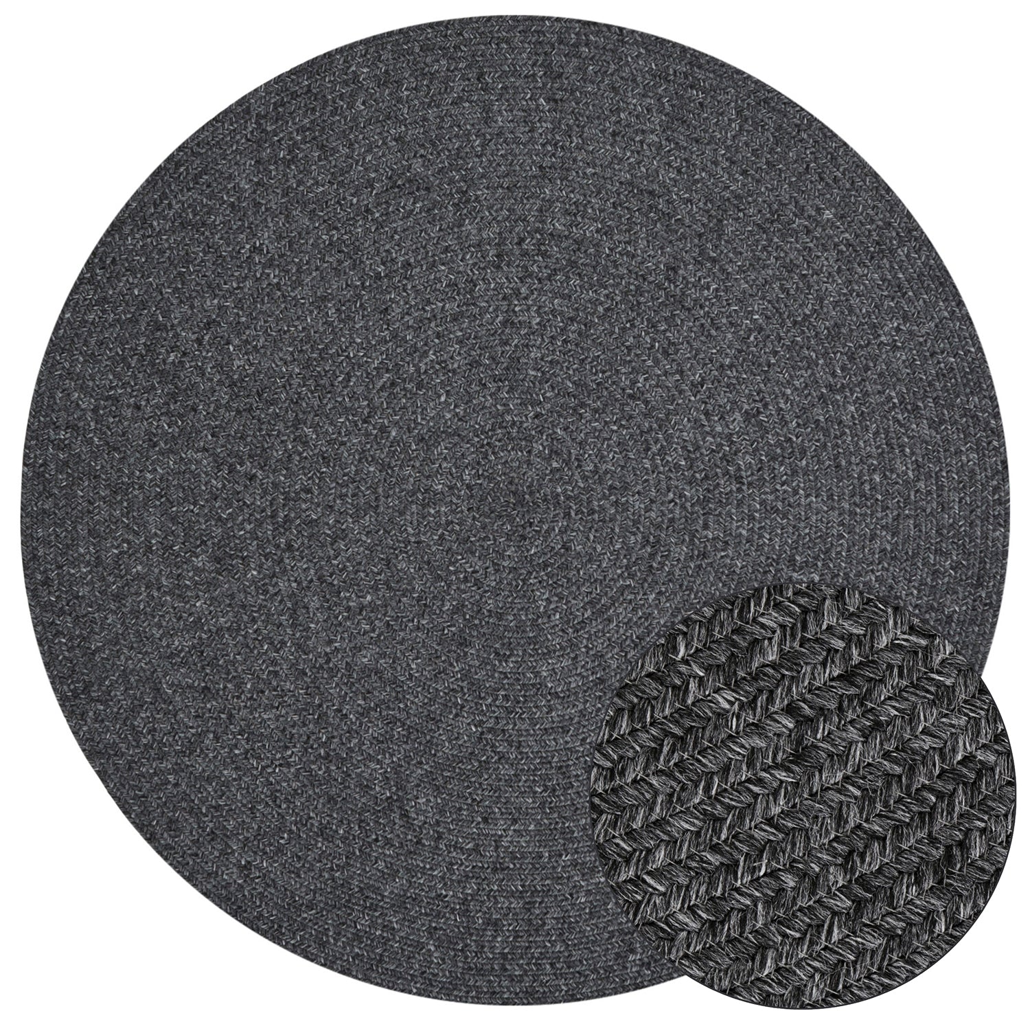 Tapis Rond aspect jute Anthracite – STUDIO DECO