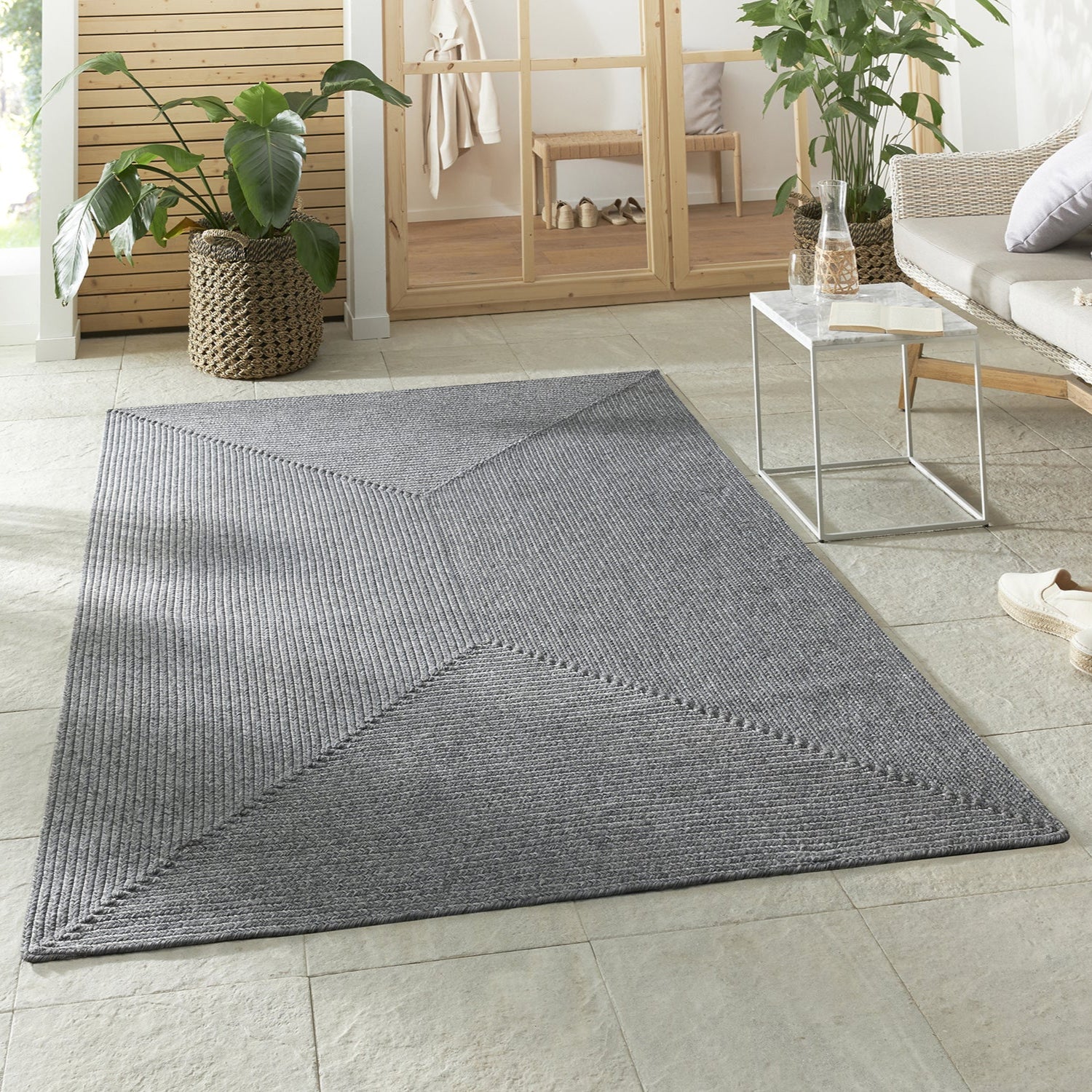 Tapis d'extérieur aspect jute ZADO Gris – STUDIO DECO