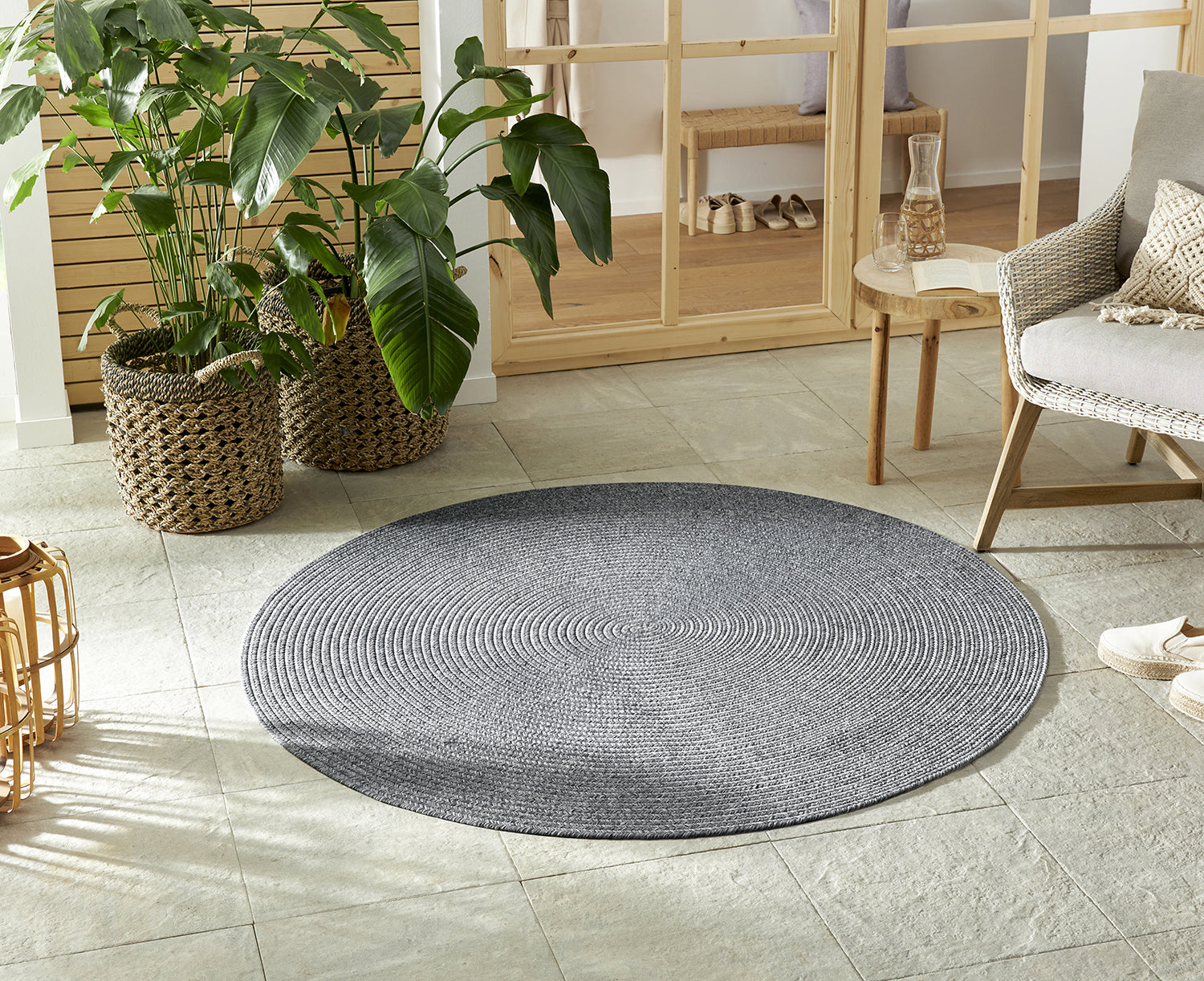 Tapis Rond aspect jute Gris – STUDIO DECO