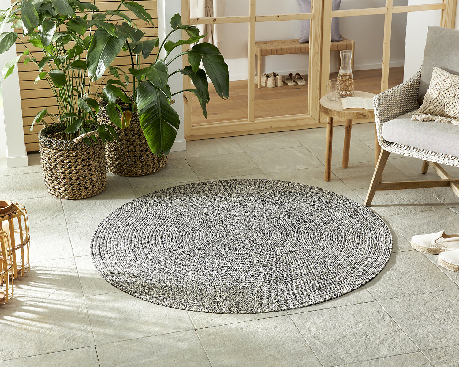 Tapis Rond aspect jute Greige – STUDIO DECO