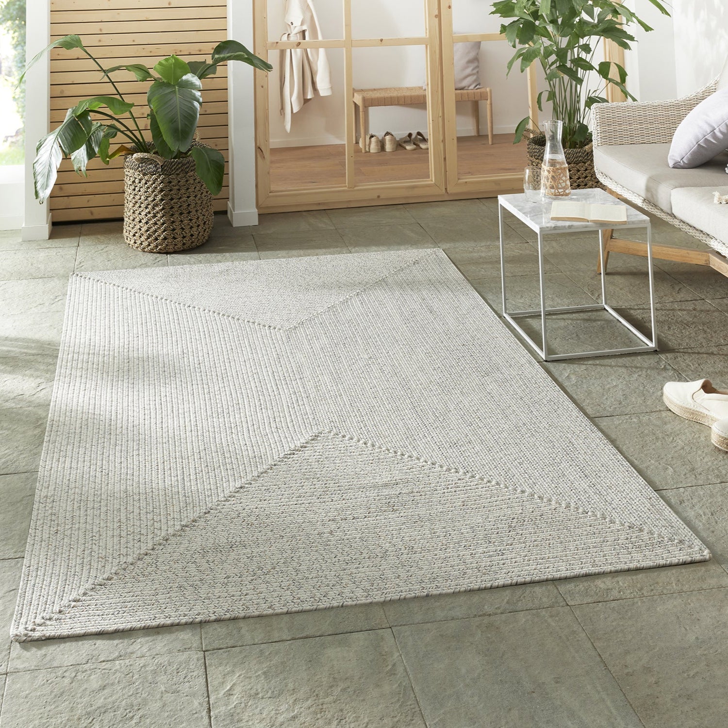 Tapis d'extérieur aspect jute ZADO Crème – STUDIO DECO