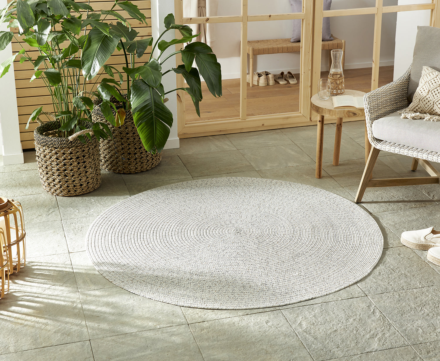 Tapis Rond aspect jute Crème – STUDIO DECO