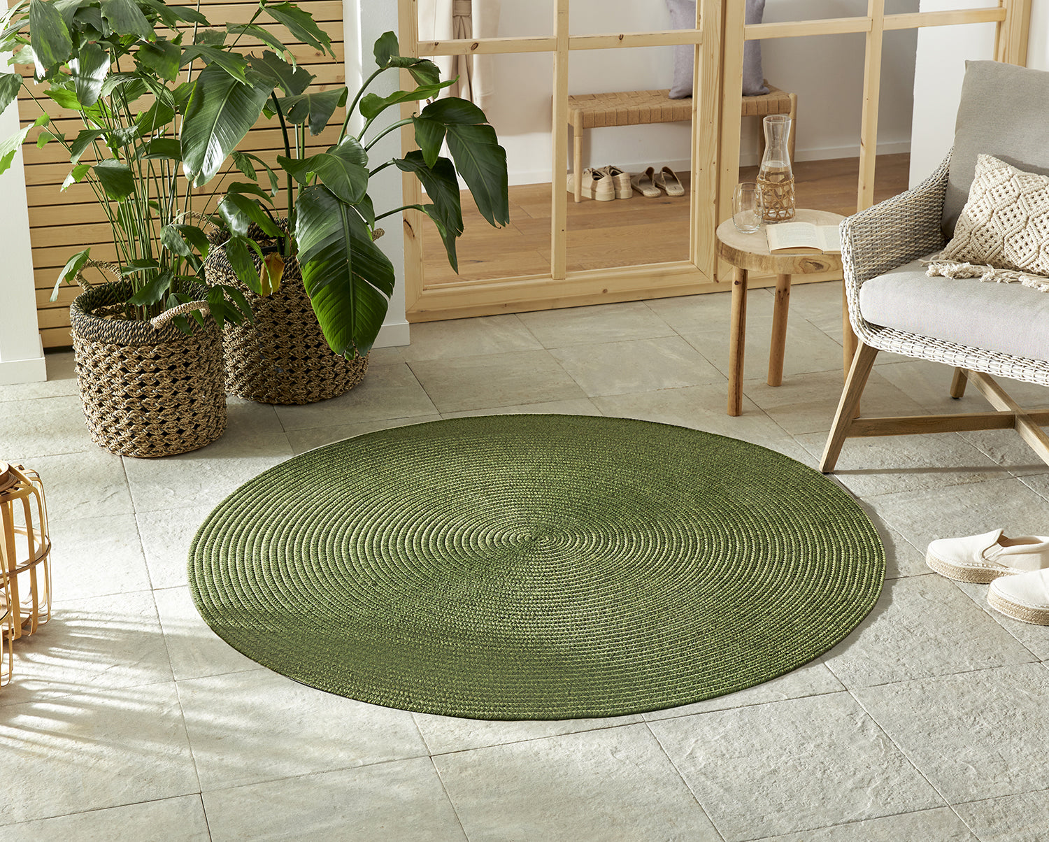 Tapis Rond aspect jute Vert – STUDIO DECO