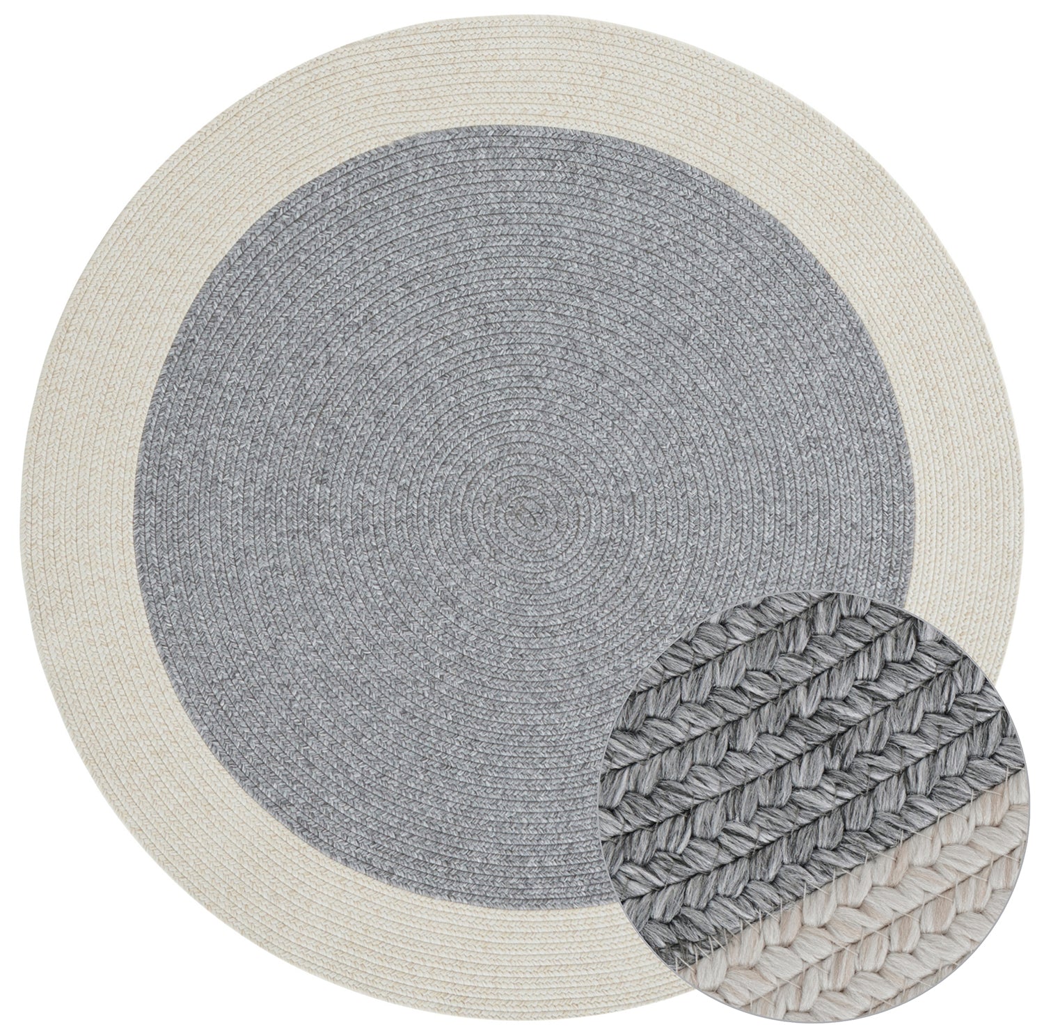 Tapis Rond aspect jute Gris et Crème – STUDIO DECO