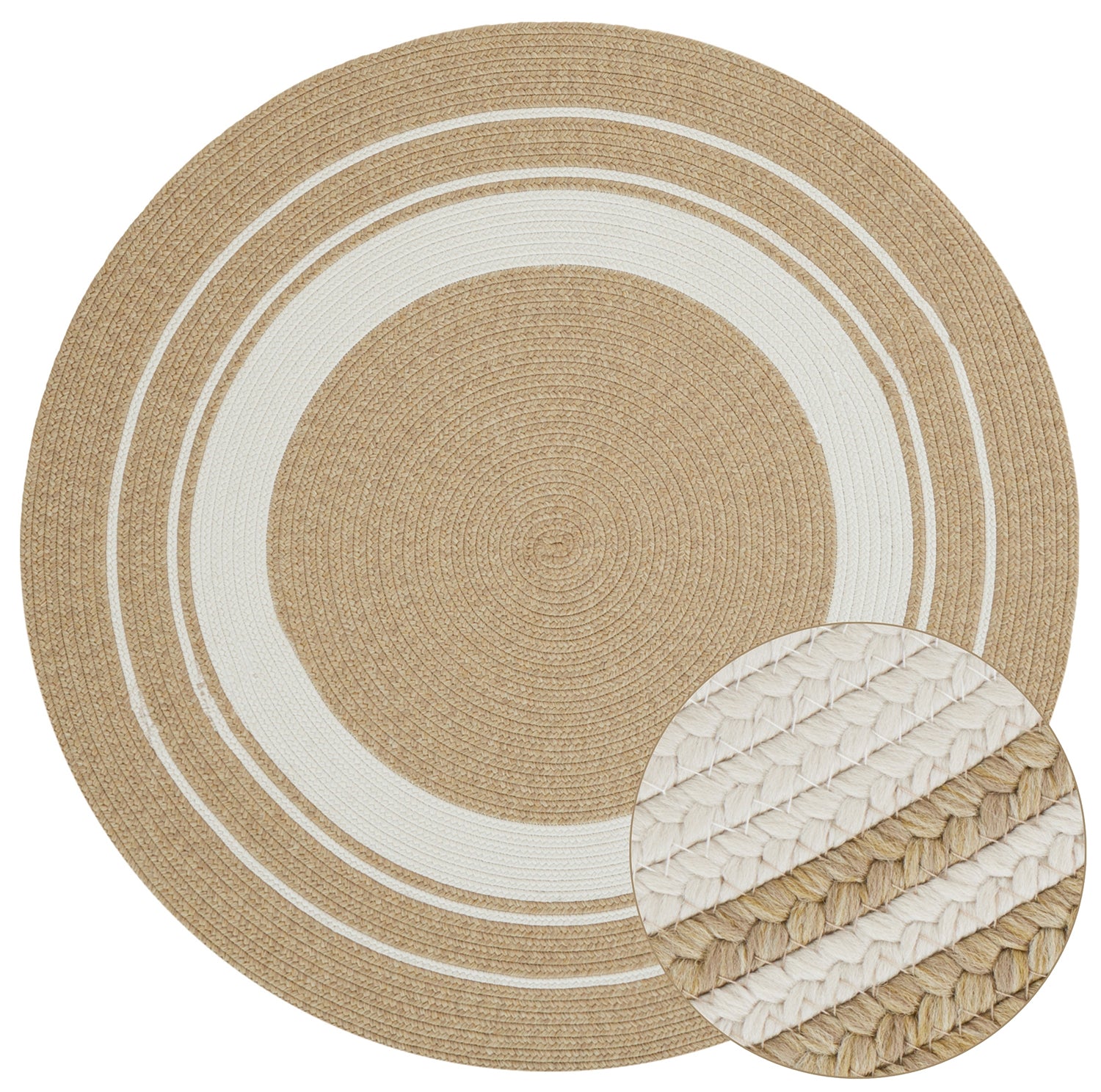 Tapis Rond aspect jute Beige et Crème – STUDIO DECO