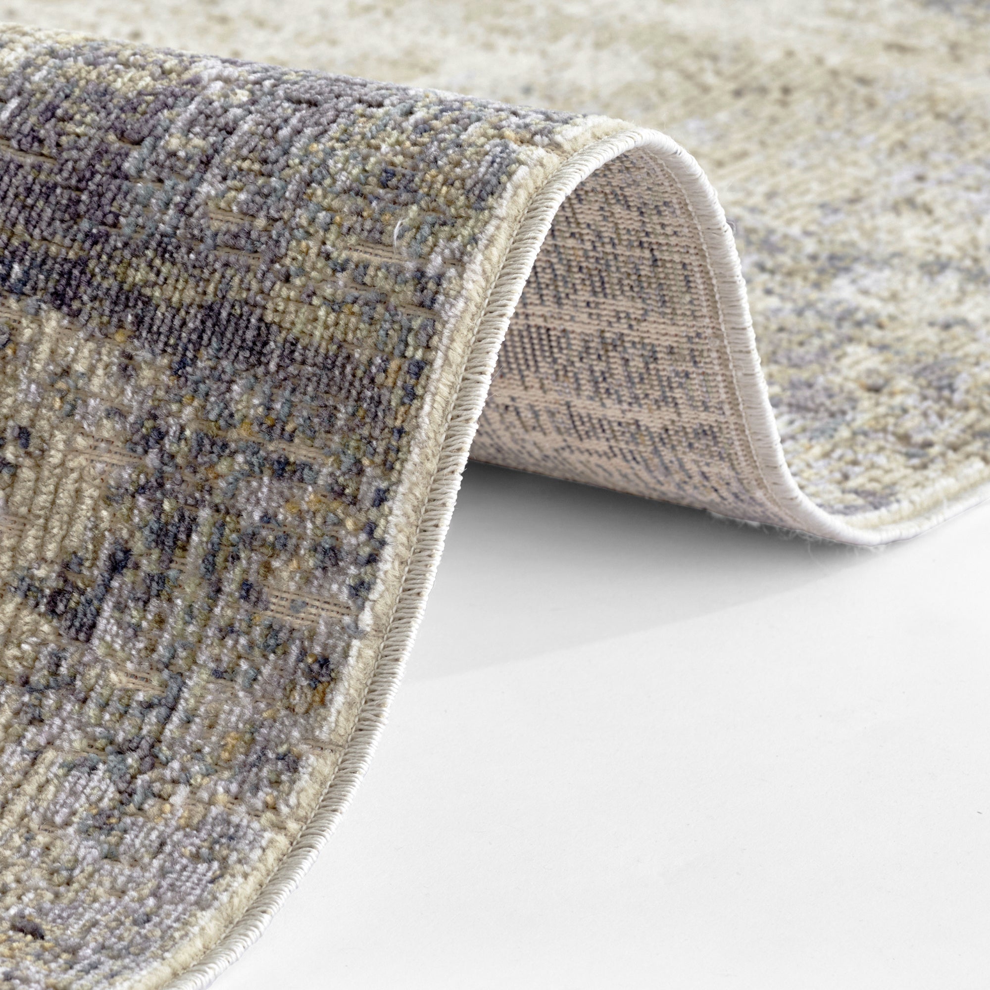 Tapis à poils ras abstrait Gizeh Crème et Bleu – STUDIO DECO