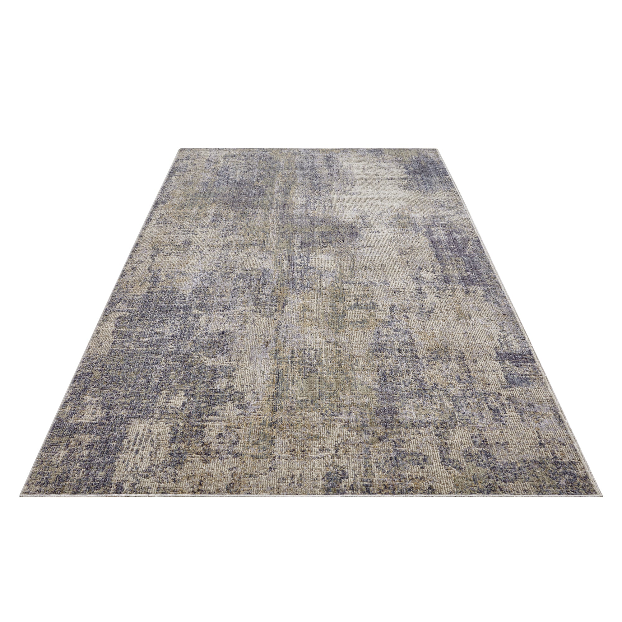 Tapis à poils ras abstrait Gizeh Crème et Bleu – STUDIO DECO