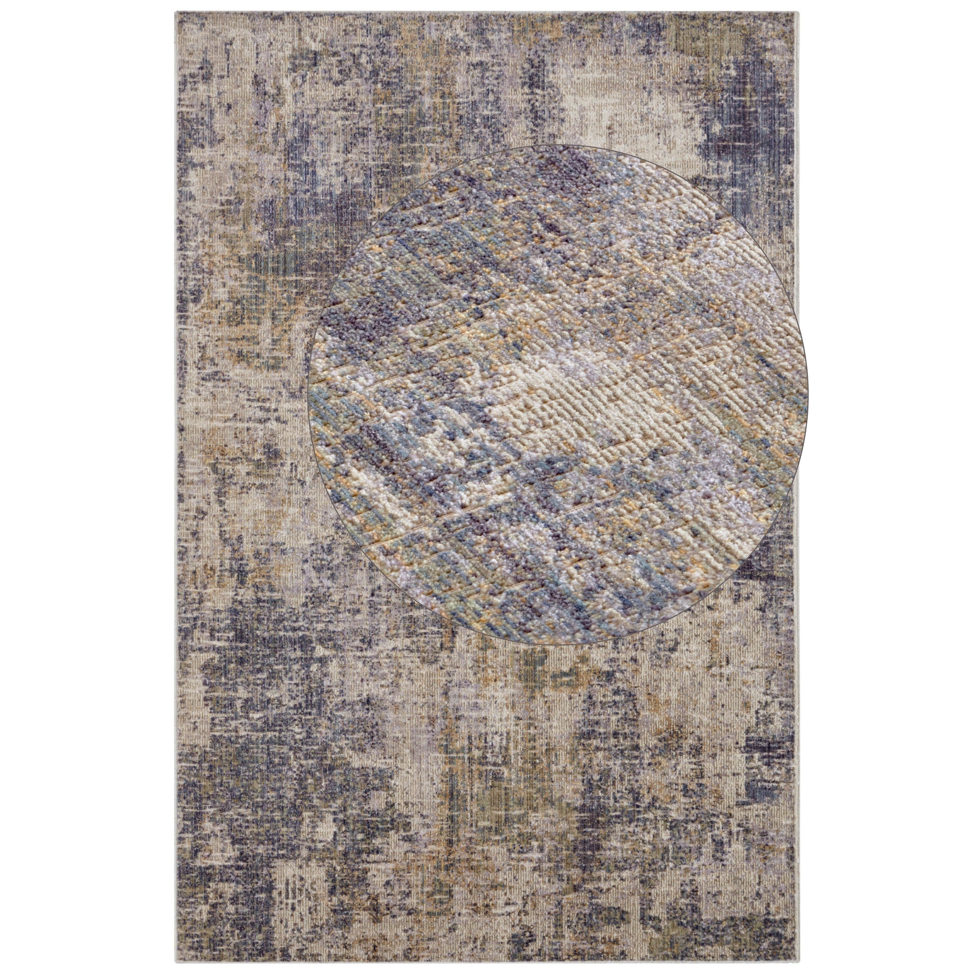 Tapis à poils ras abstrait Gizeh Crème et Bleu – STUDIO DECO