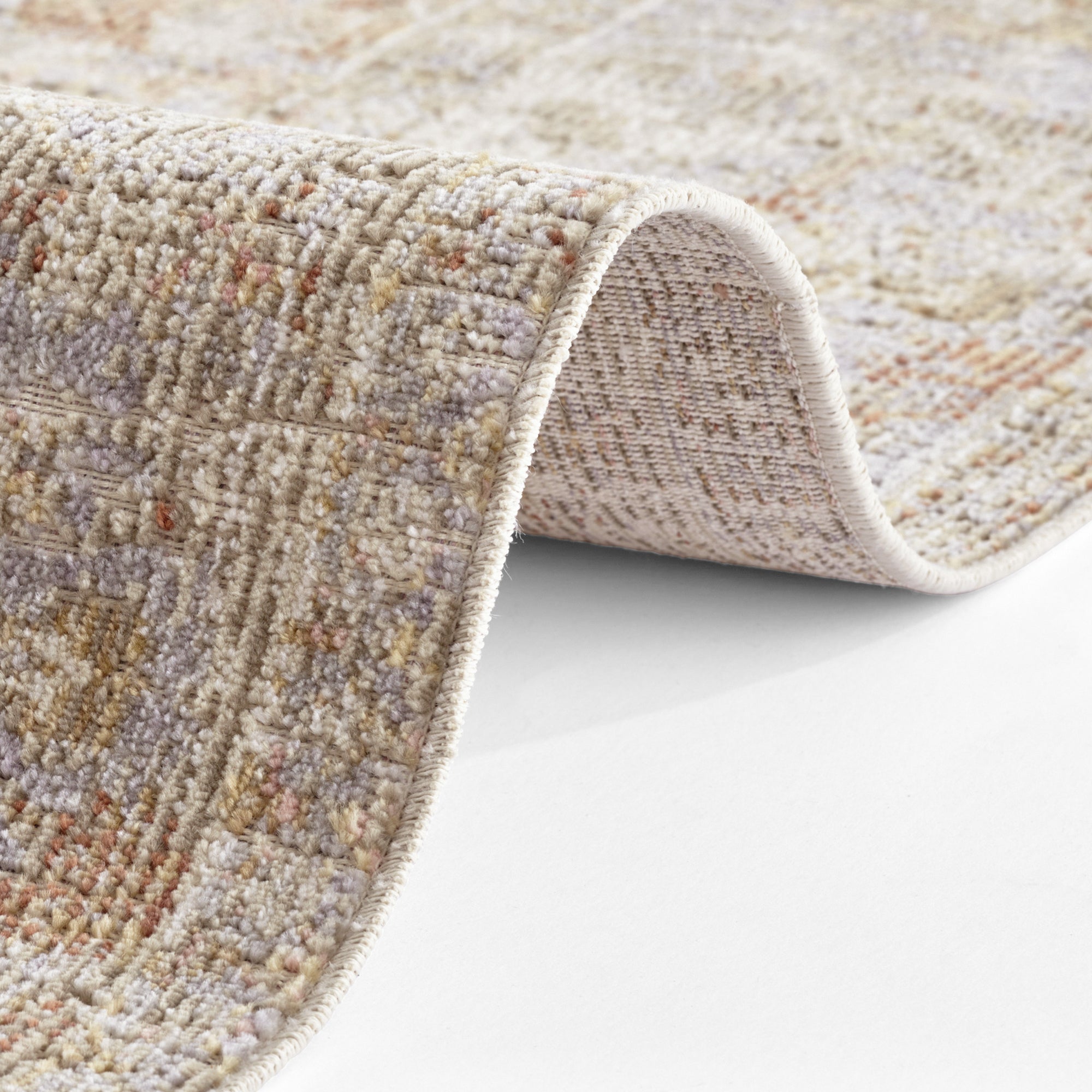 Tapis à poils ras oriental Said Crème et Terra – STUDIO DECO