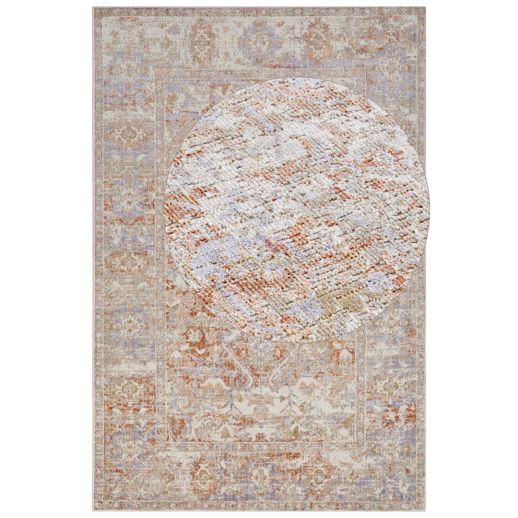 Tapis à poils ras oriental Said Crème et Terra – STUDIO DECO