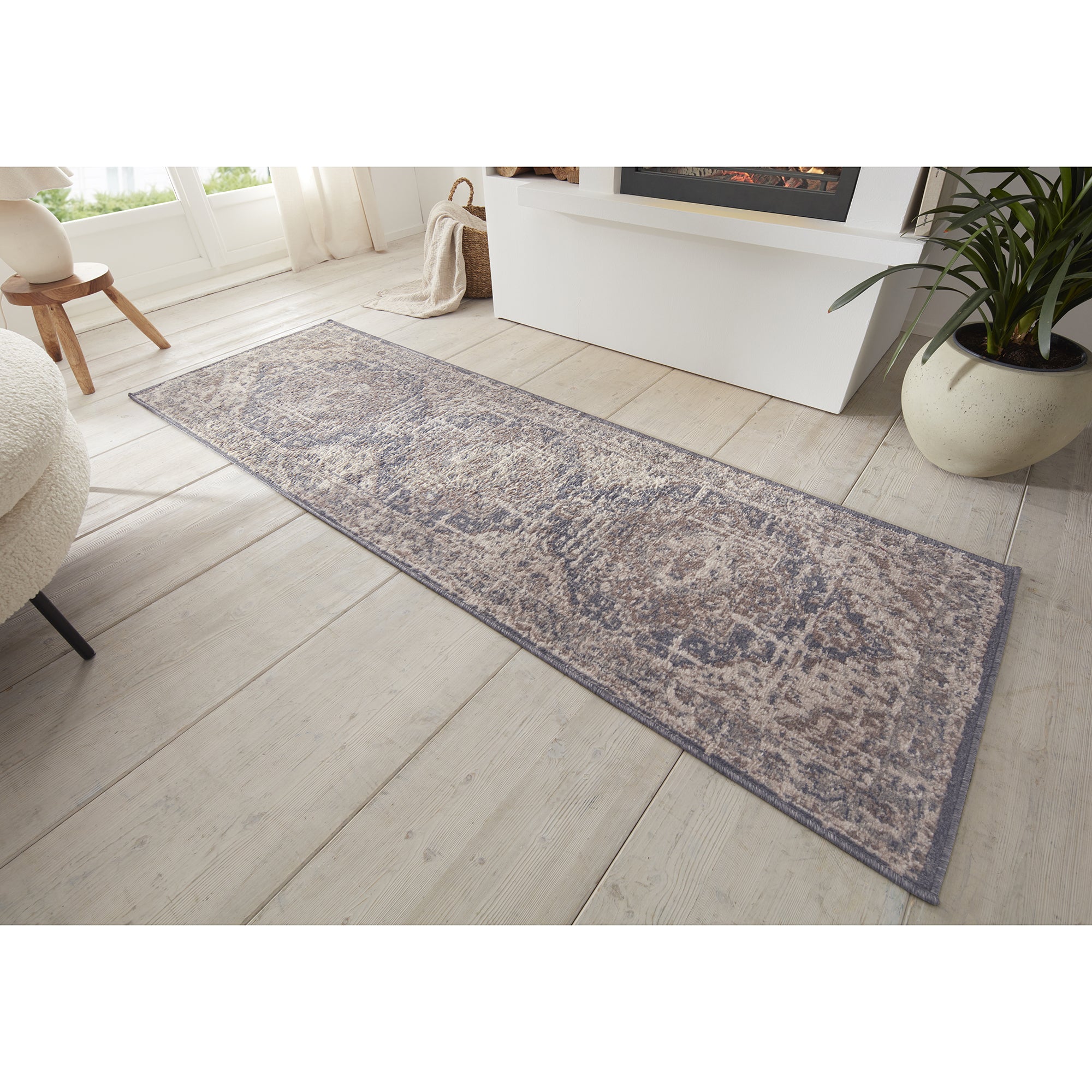 Tapis Vintage Oriental RANIA Crème et Bleu – STUDIO DECO