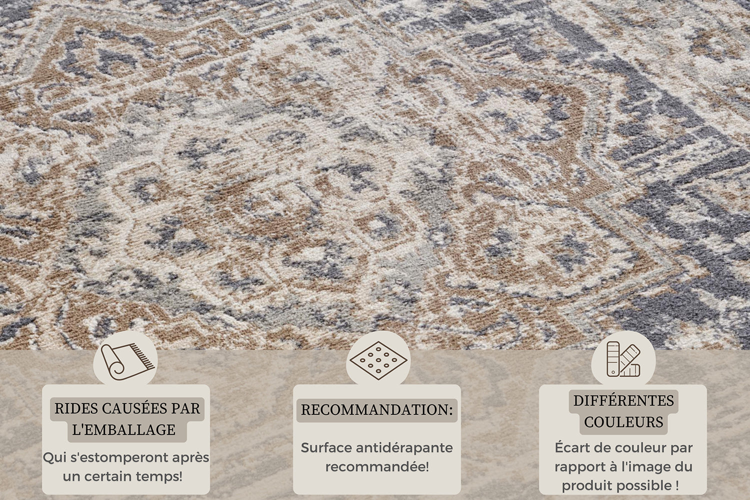 Tapis Vintage Oriental RANIA Crème et Bleu – STUDIO DECO