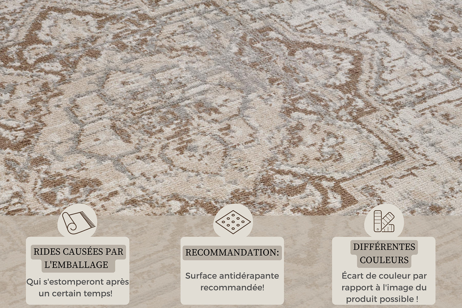 Tapis Vintage Oriental RANIA Beige et Marron – STUDIO DECO