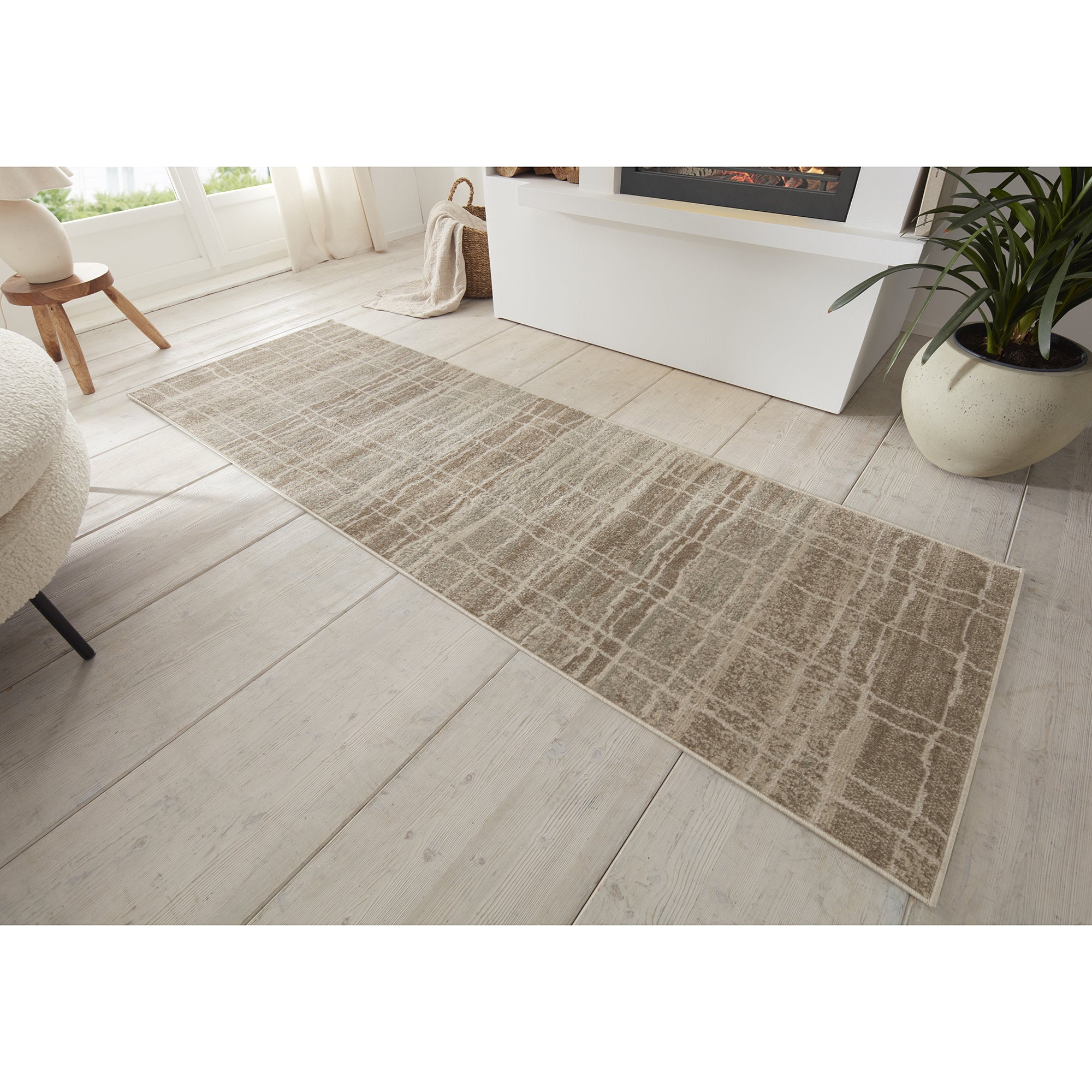 Tapis Designer Vintage GRID Crème – STUDIO DECO
