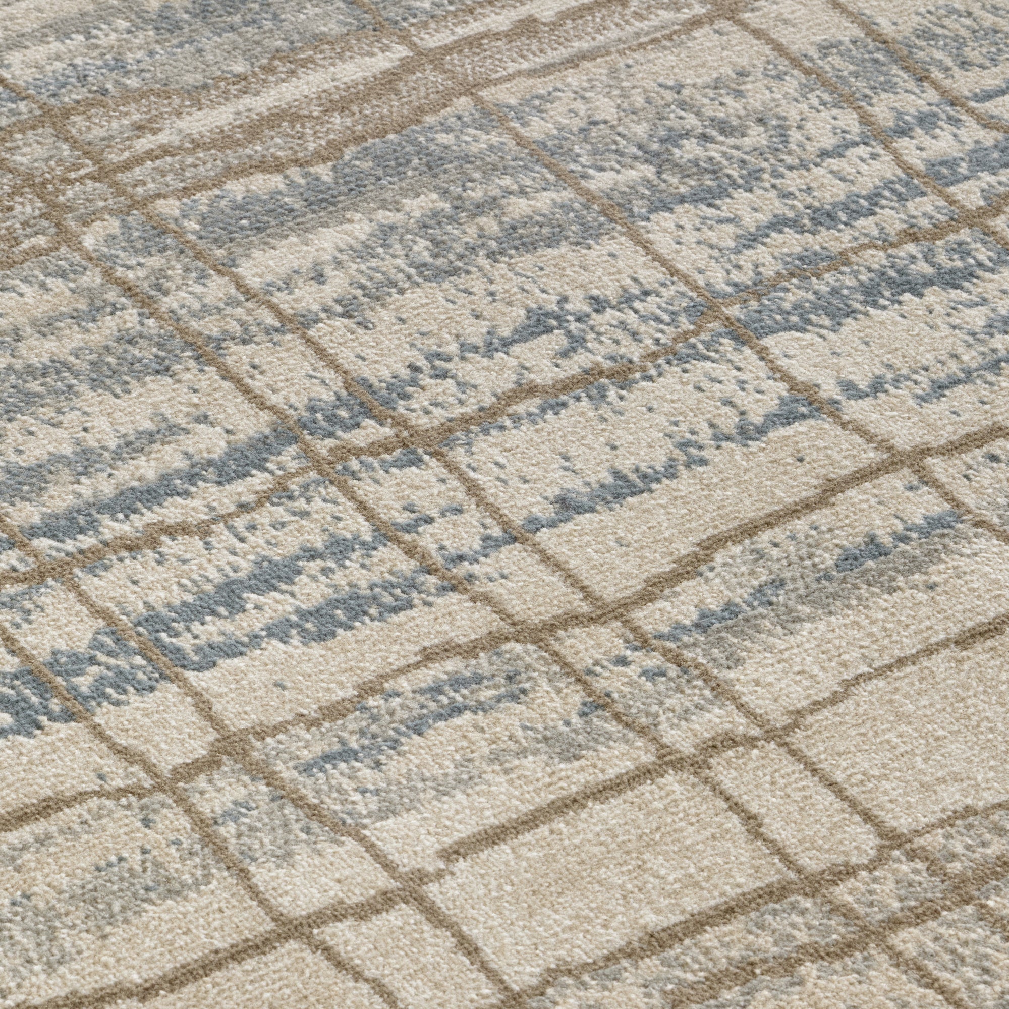 Tapis Designer Vintage GRID Crème et Bleu – STUDIO DECO