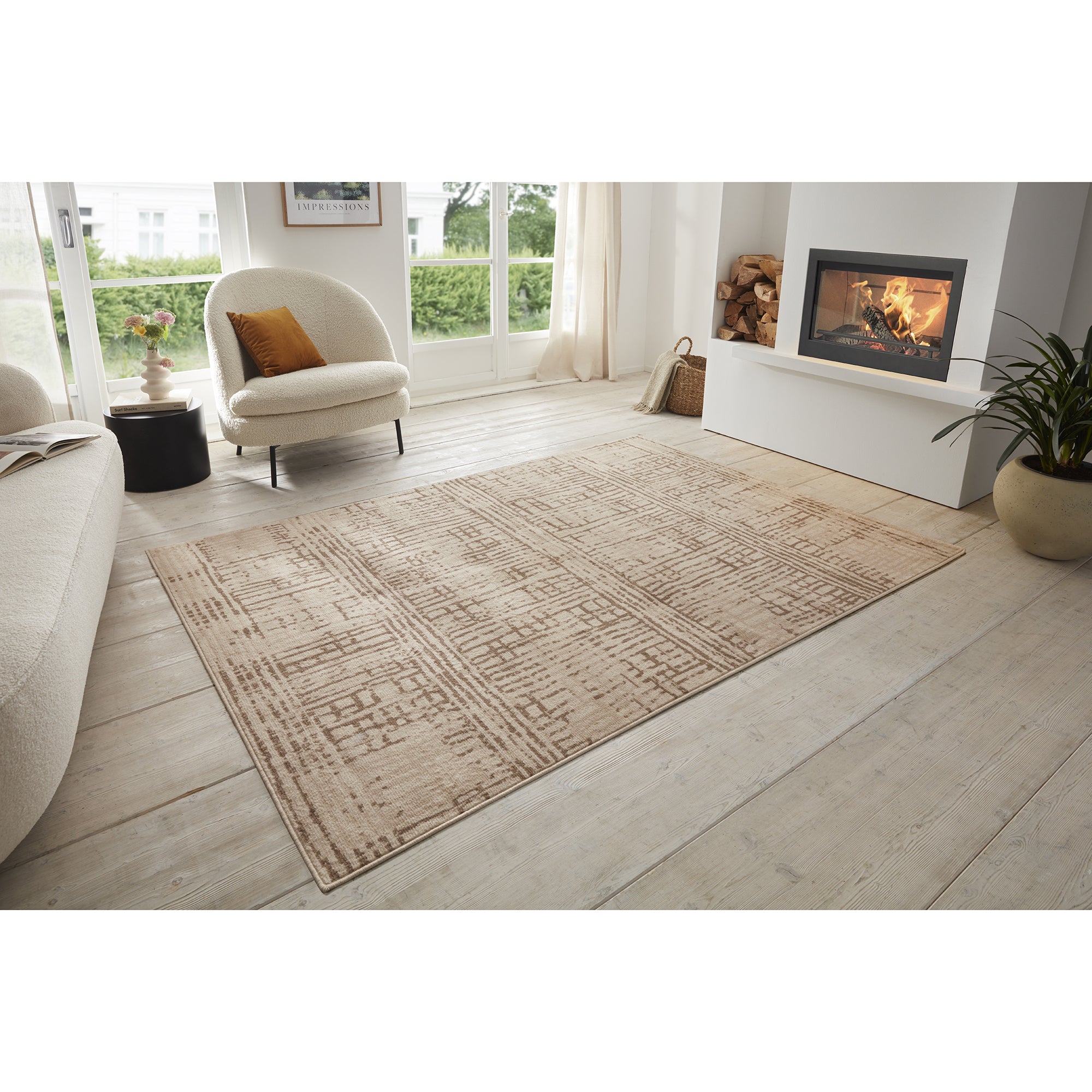 Tapis Designer Vintage FLUX Crème – STUDIO DECO