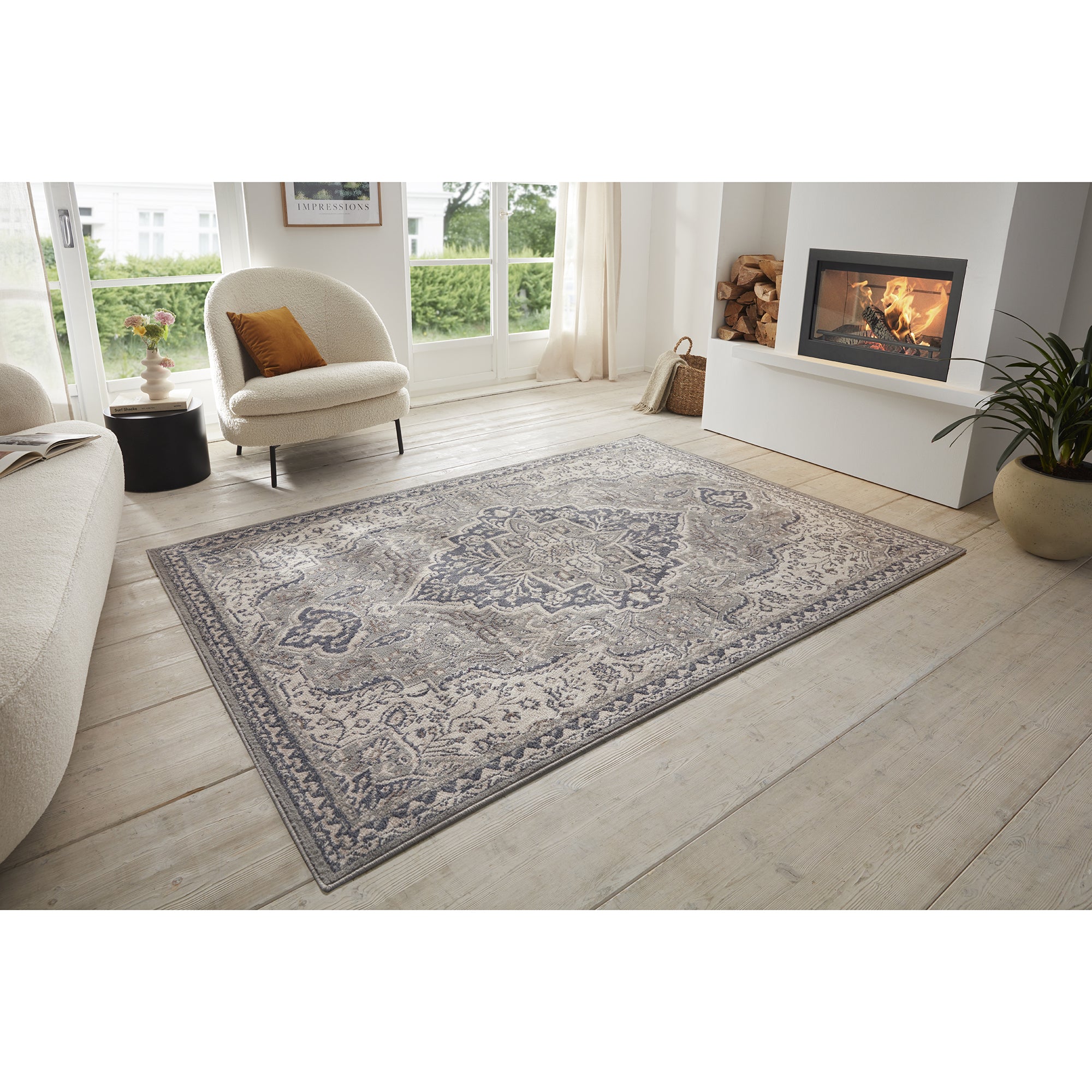 Tapis Vintage Oriental SAFIA Gris et Crème – STUDIO DECO