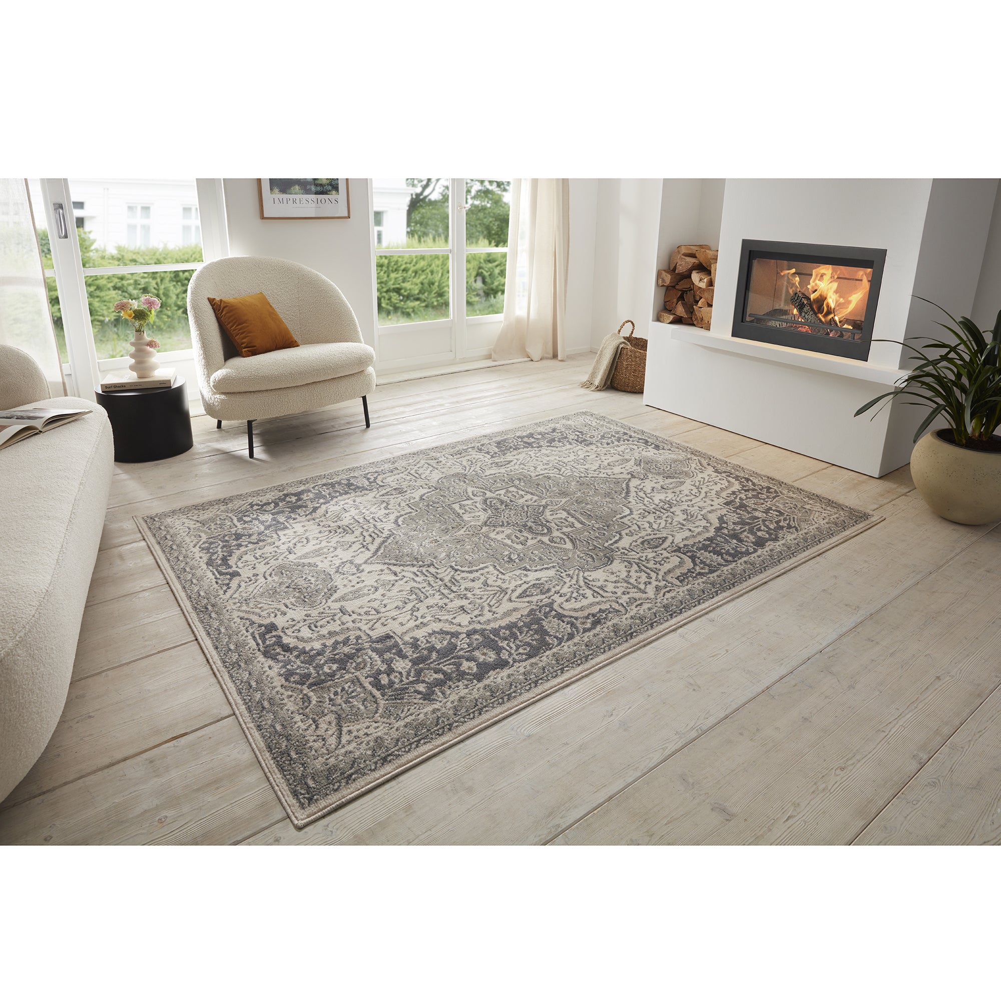 Tapis Vintage Oriental SAFIA Crème et Gris – STUDIO DECO
