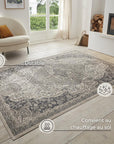Tapis Vintage Oriental SAFIA Crème et Gris – STUDIO DECO