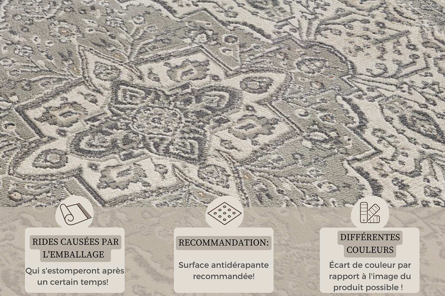 Tapis Vintage Oriental SAFIA Crème et Gris – STUDIO DECO