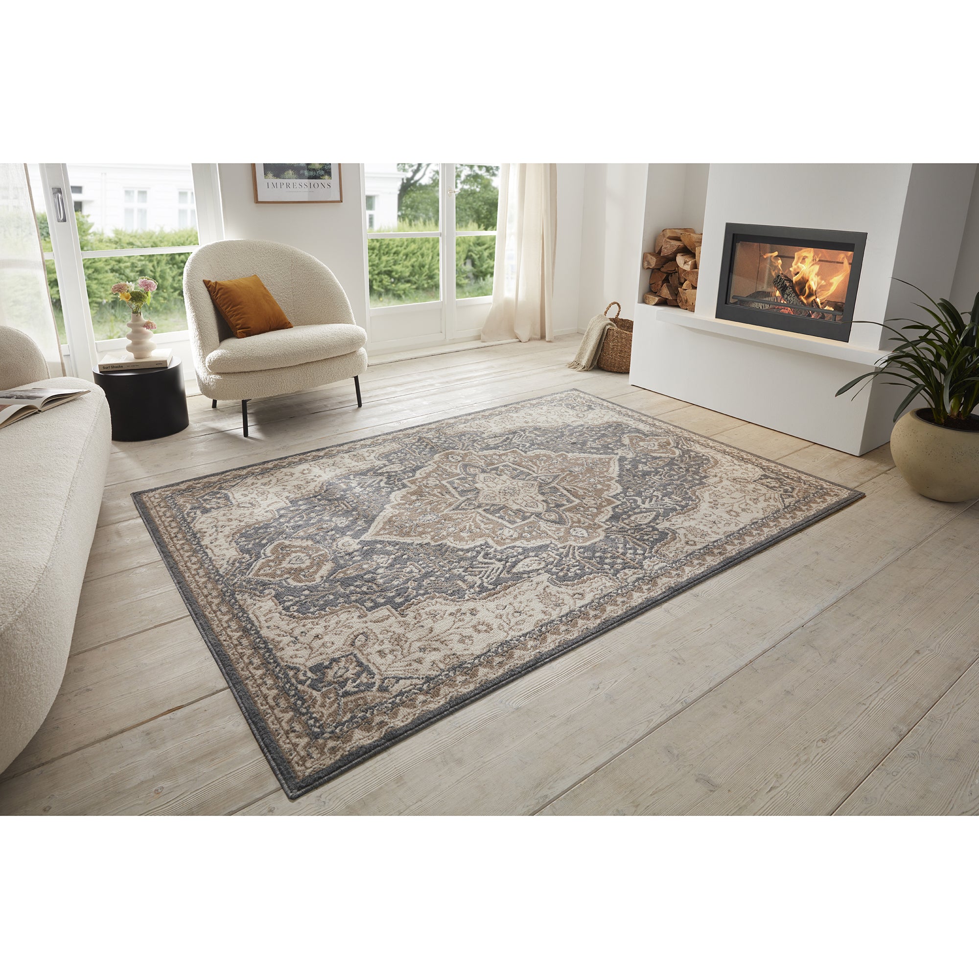 Tapis Vintage Oriental SAFIA Marron et Gris – STUDIO DECO