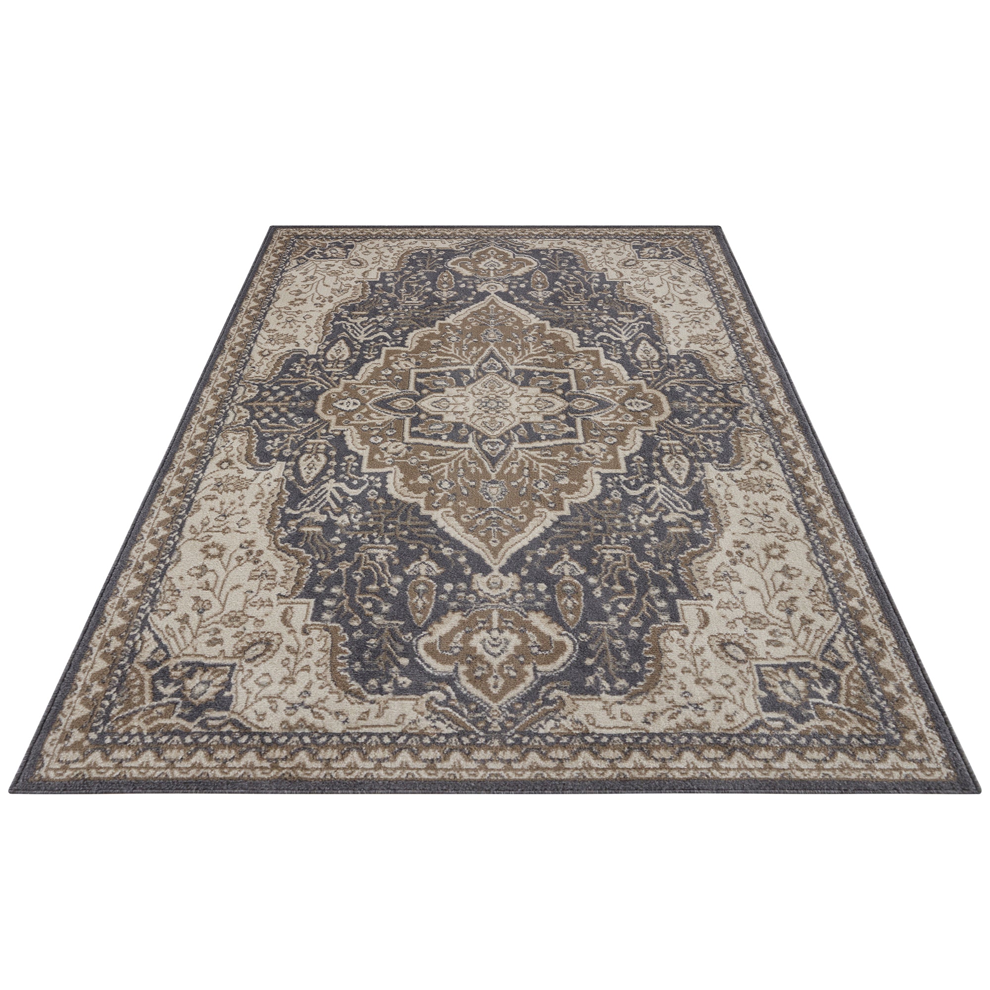 Tapis Vintage Oriental SAFIA Marron et Gris – STUDIO DECO