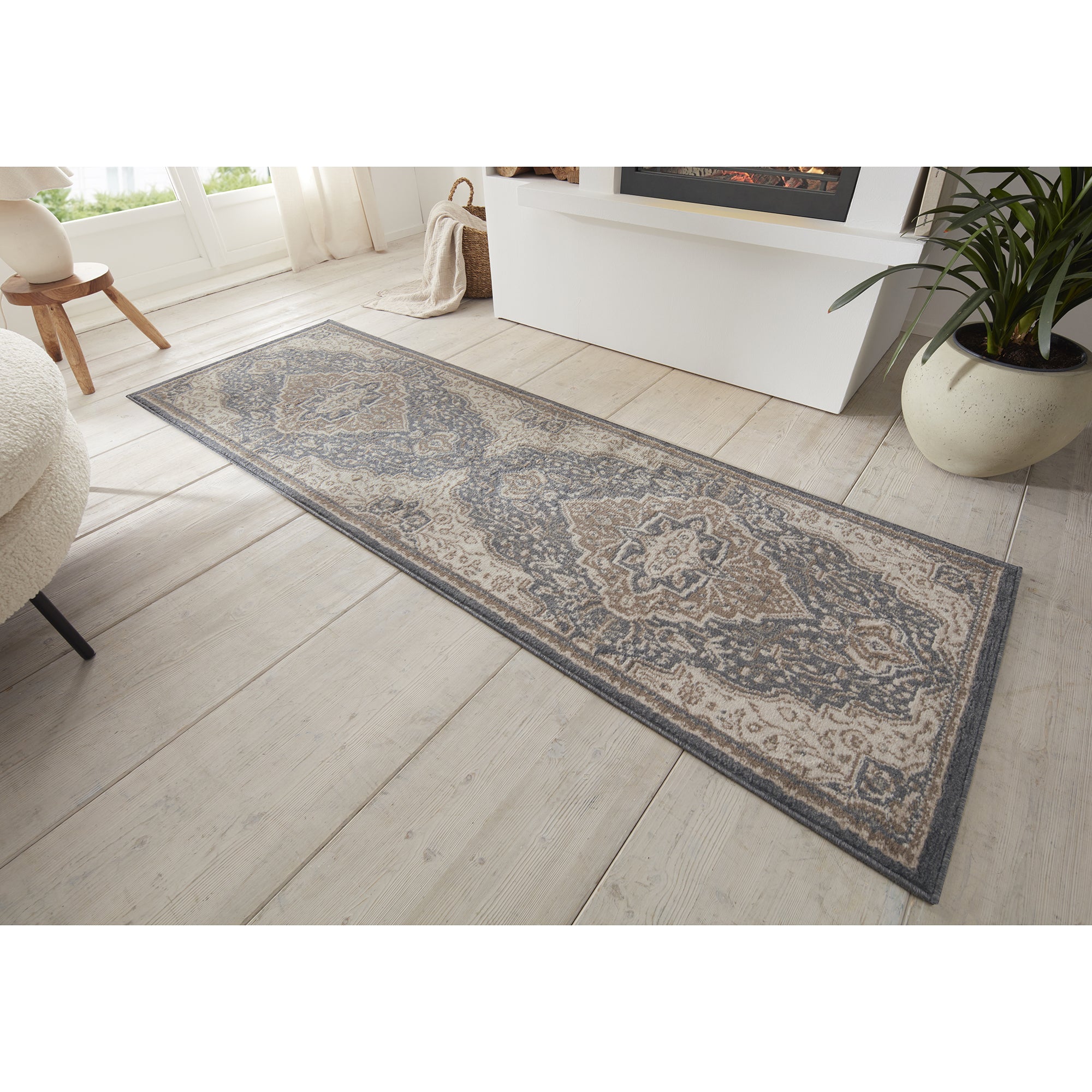 Tapis Vintage Oriental SAFIA Marron et Gris – STUDIO DECO