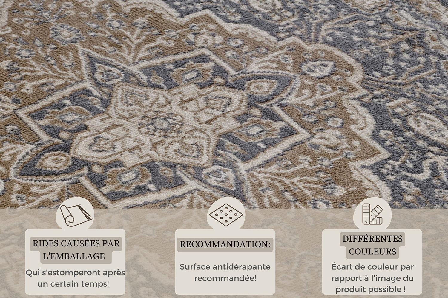 Tapis Vintage Oriental SAFIA Marron et Gris – STUDIO DECO