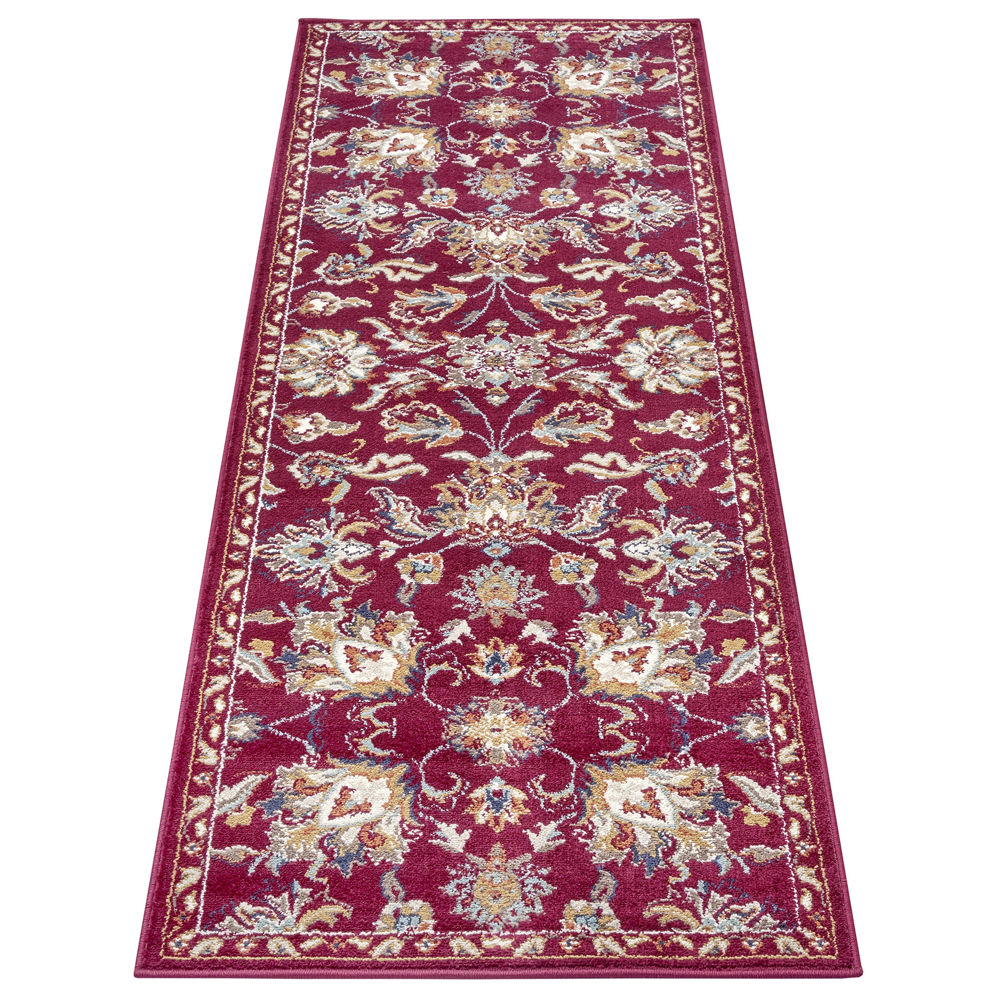 Tapis de couloir Persan motifs Fleuris KASHAN - Rouge – STUDIO DECO