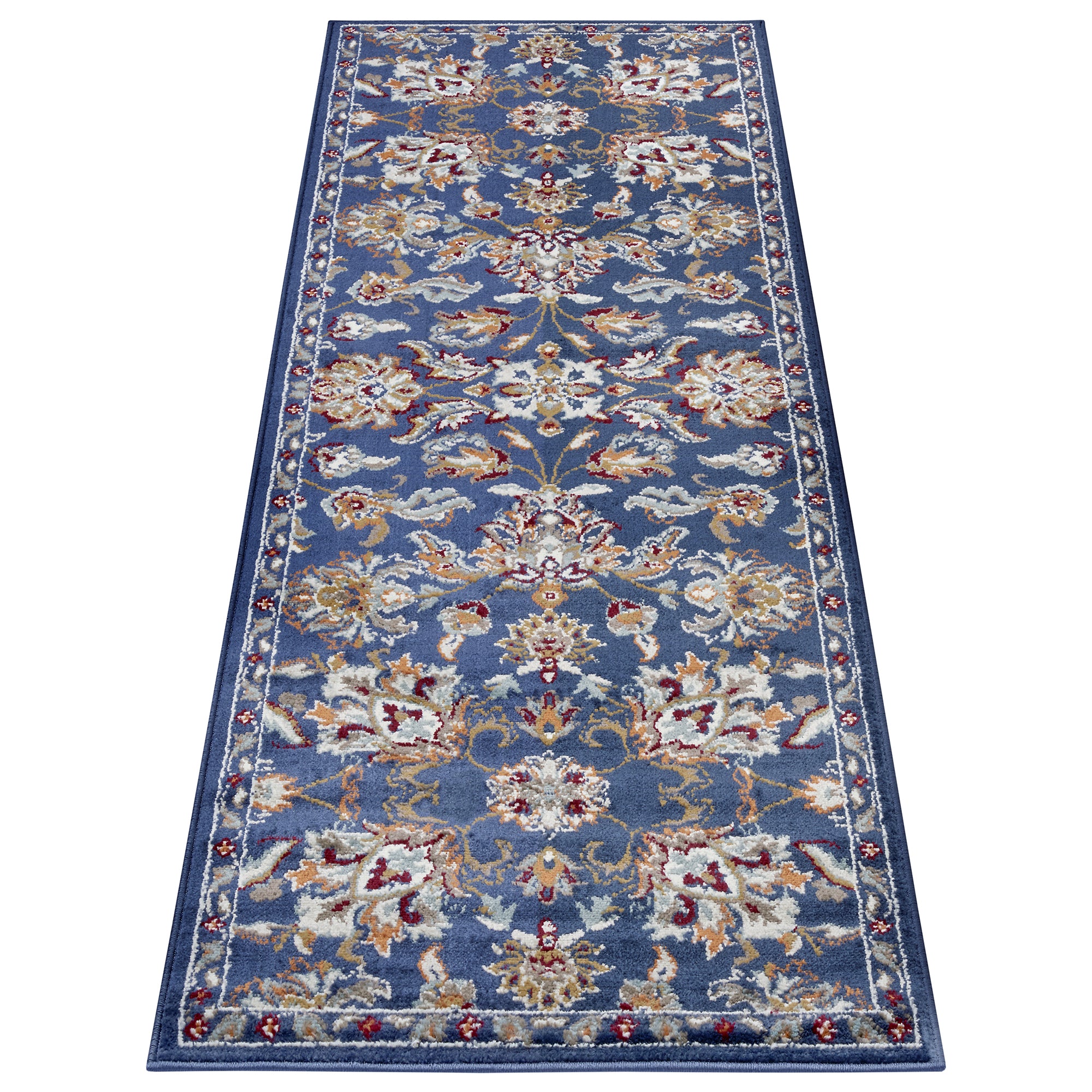 Tapis de couloir Persan motifs Fleuris KASHAN - Bleu – STUDIO DECO