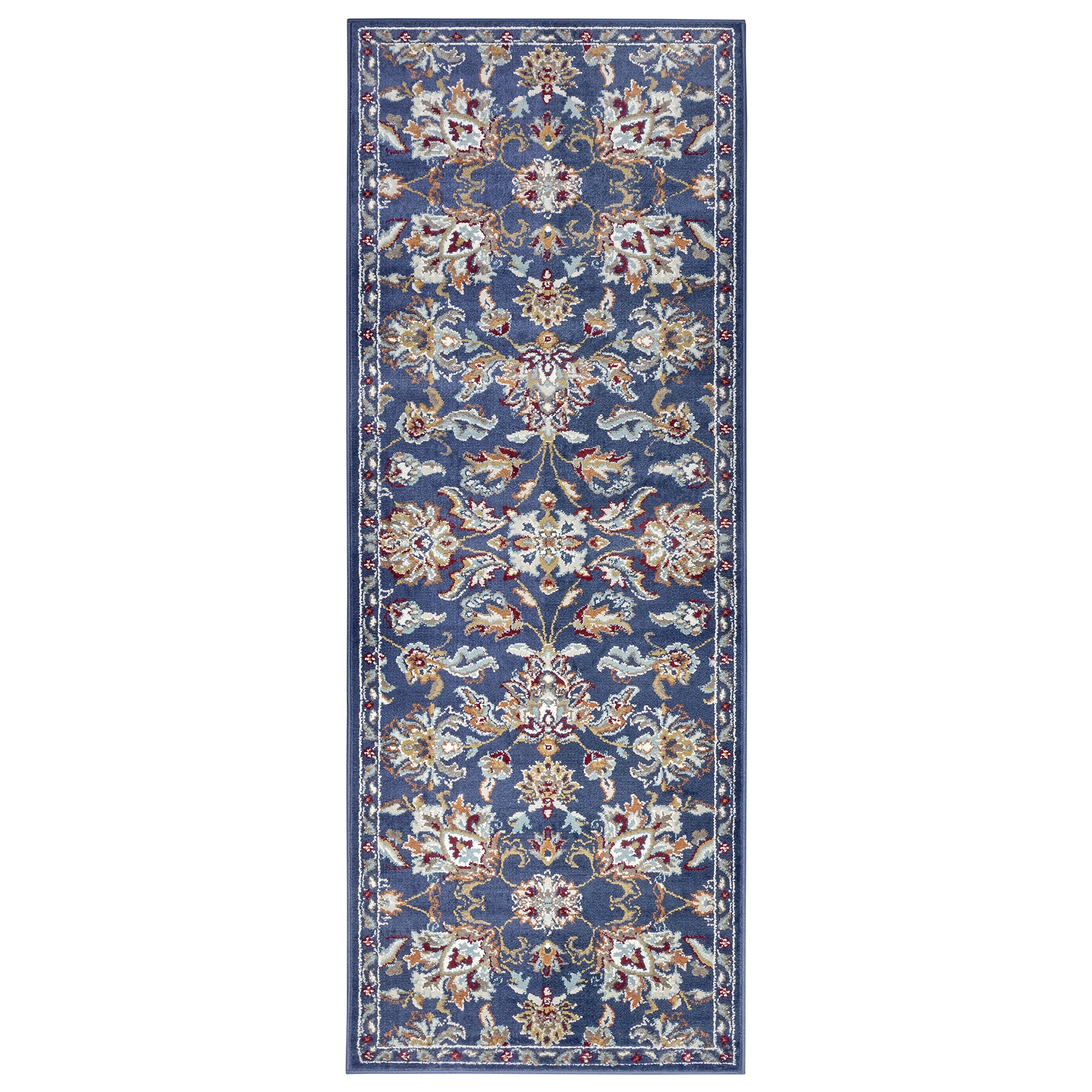 Tapis de couloir Persan motifs Fleuris KASHAN - Bleu – STUDIO DECO