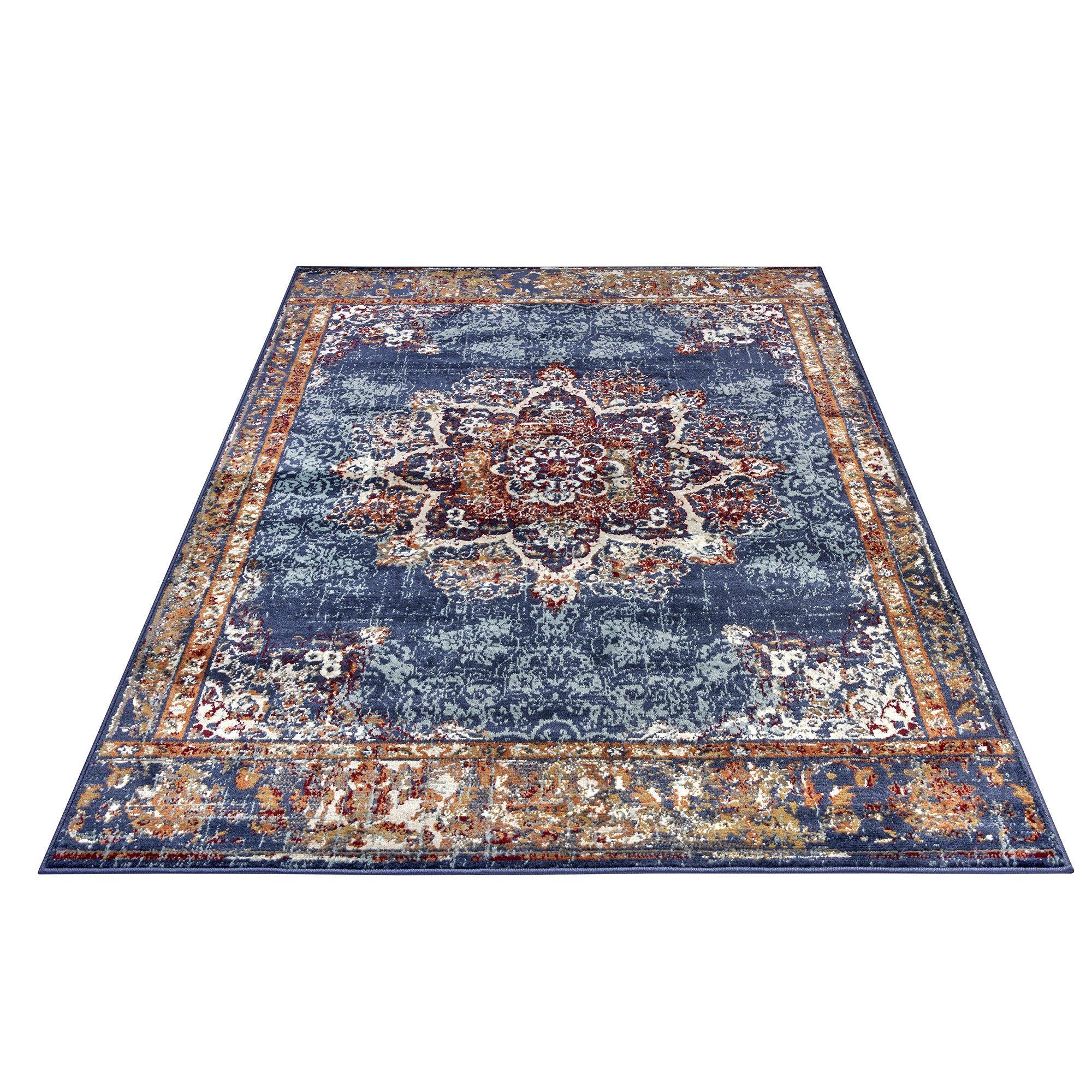 Tapis style Vintage MADERE - Bleu – STUDIO DECO