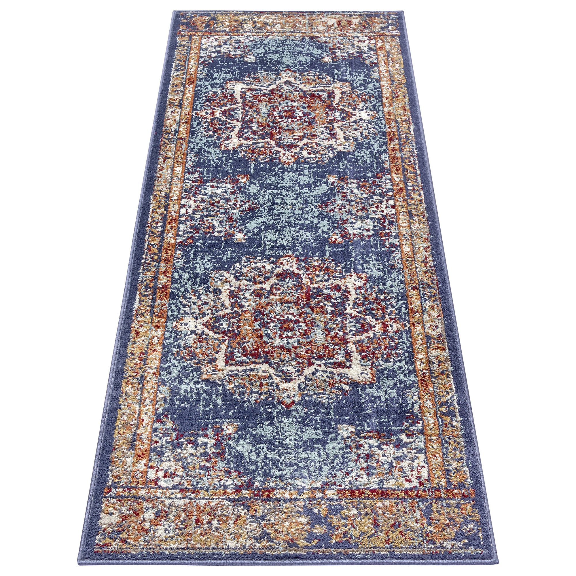 Tapis de couloir style Vintage MADERE - Bleu – STUDIO DECO