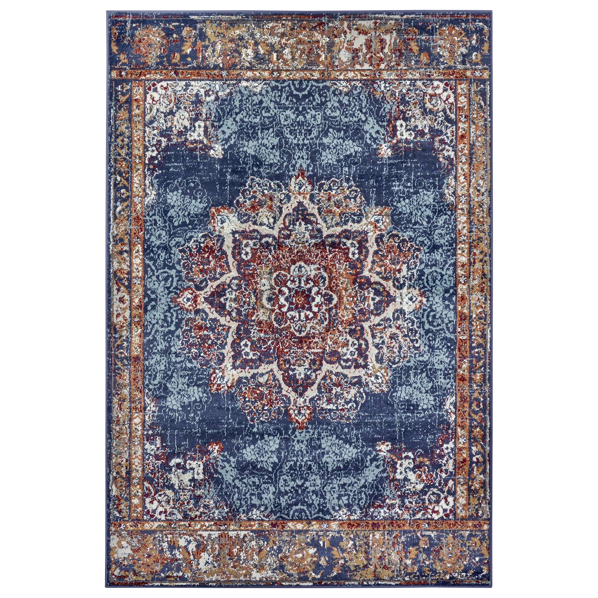 Tapis style Vintage MADERE - Bleu – STUDIO DECO