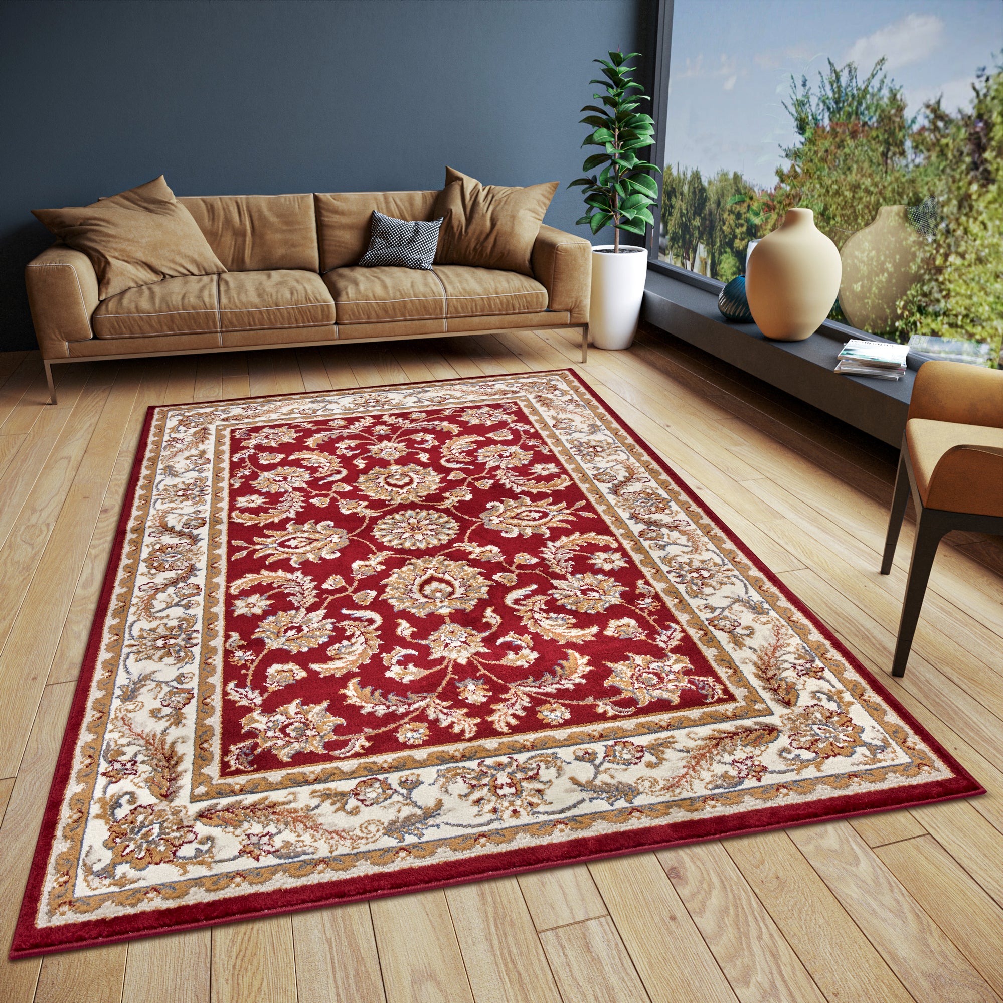 Tapis Persan Classique ADEN Rouge et Crème – STUDIO DECO