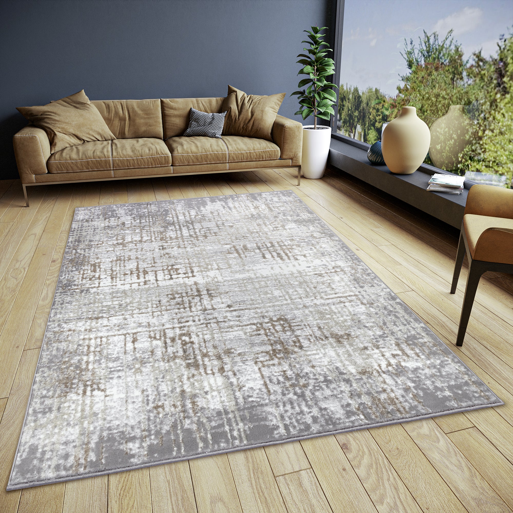 Tapis moderne Abstrait STUDIO Crème Gris – STUDIO DECO