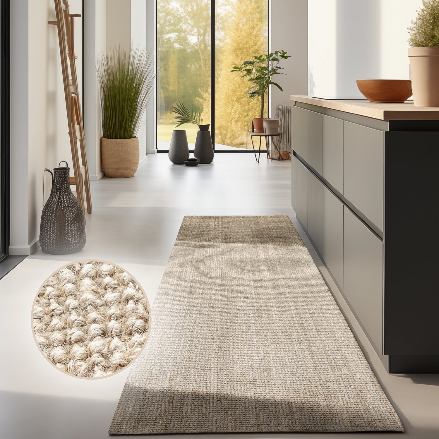 Tapis de Couloir en Jute Bouclé - Crème – STUDIO DECO