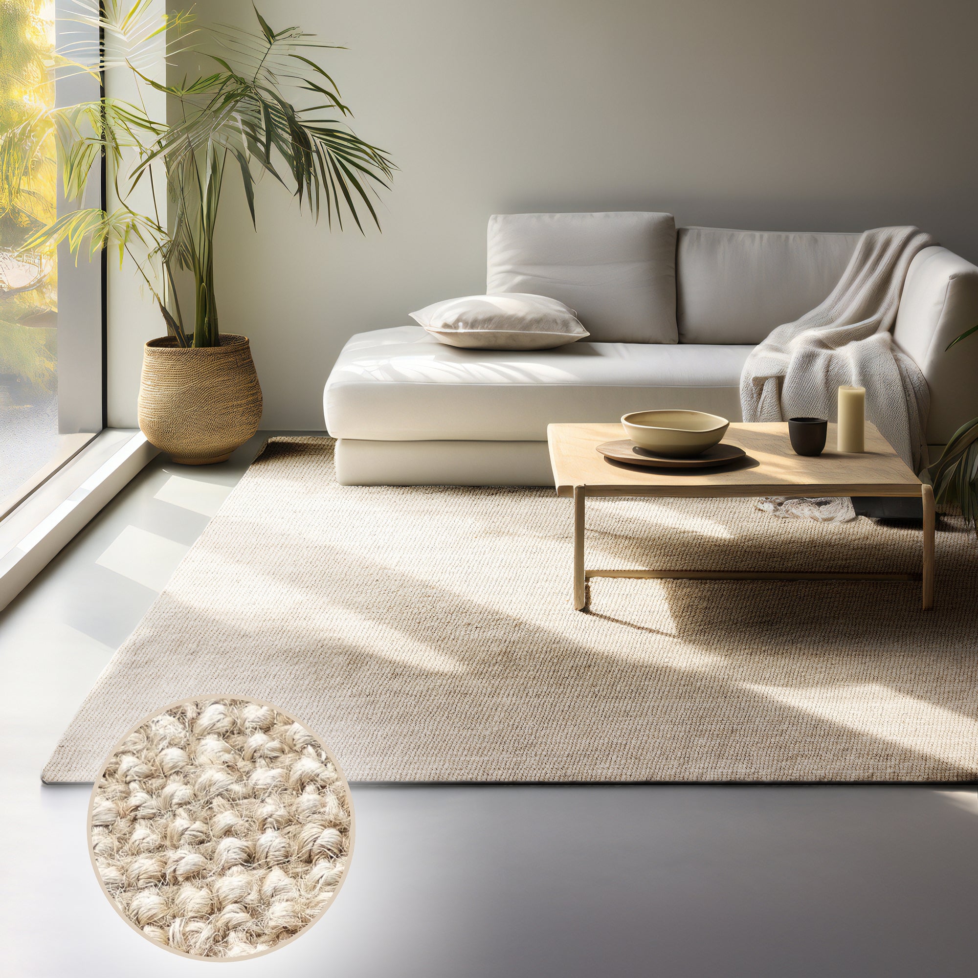 Tapis en Jute Bouclé - Crème – STUDIO DECO