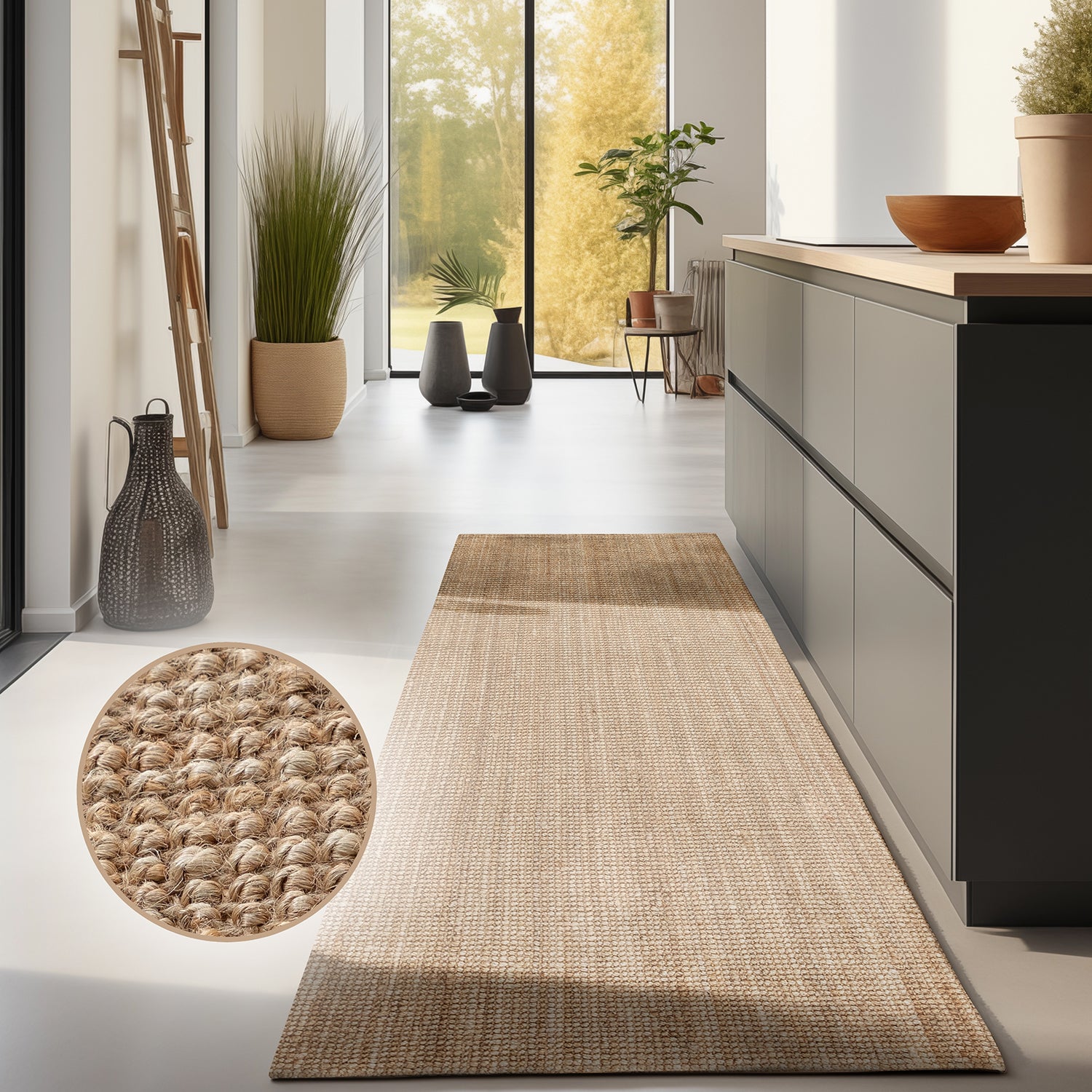 Tapis de Couloir en Jute Bouclé - Beige – STUDIO DECO