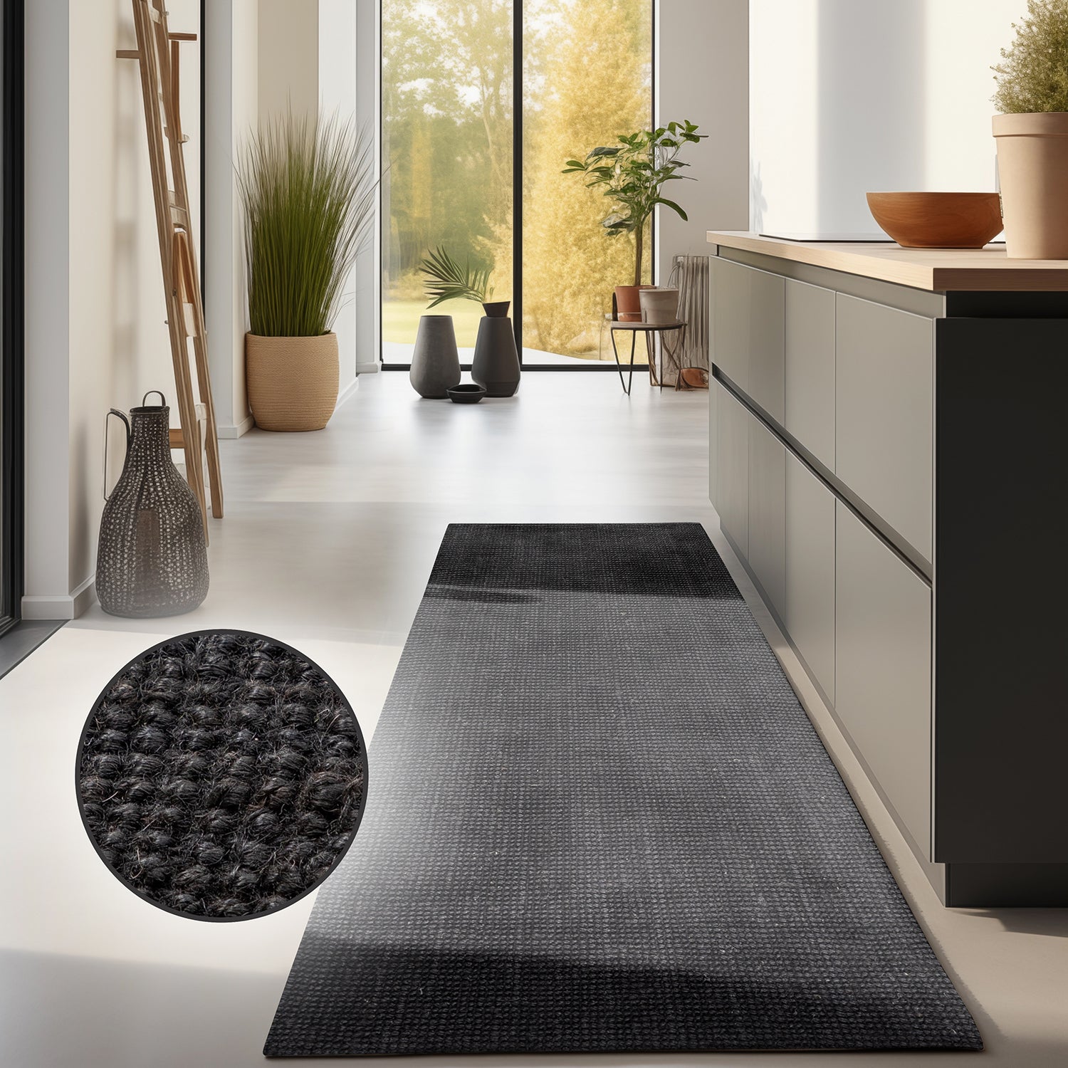 Tapis de Couloir en Jute Bouclé - Noir – STUDIO DECO