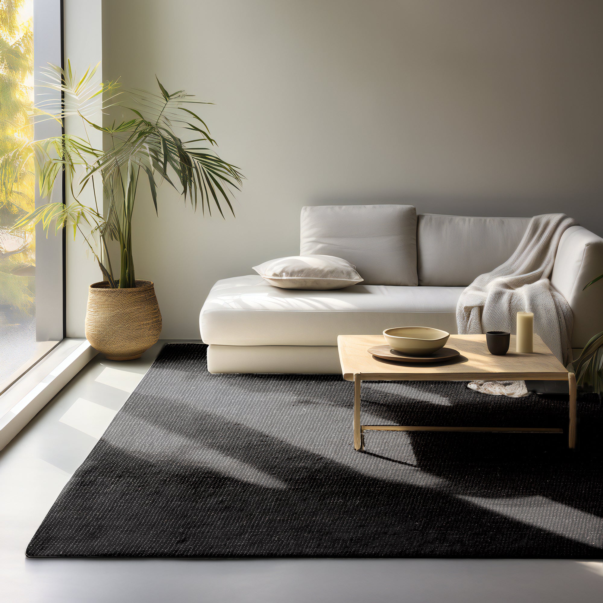 Tapis en Jute Bouclé JAIPUR Noir – STUDIO DECO