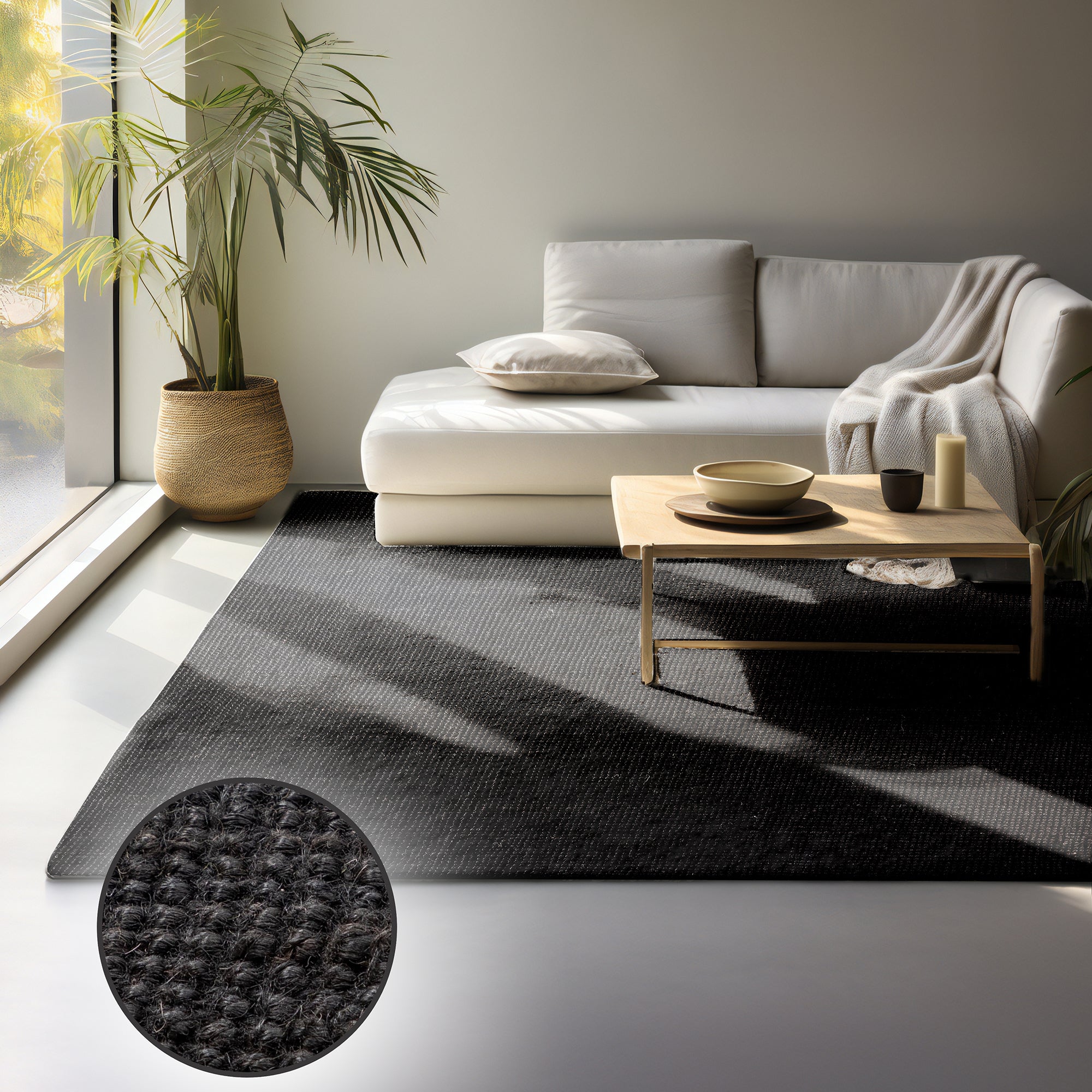 Tapis en Jute Bouclé JAIPUR Noir – STUDIO DECO